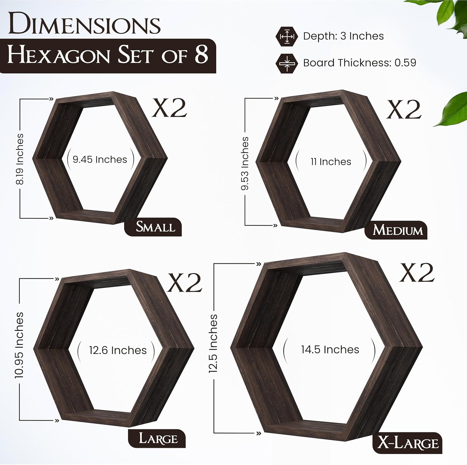 Decovate Hexagon Floating Shelves Set of 8