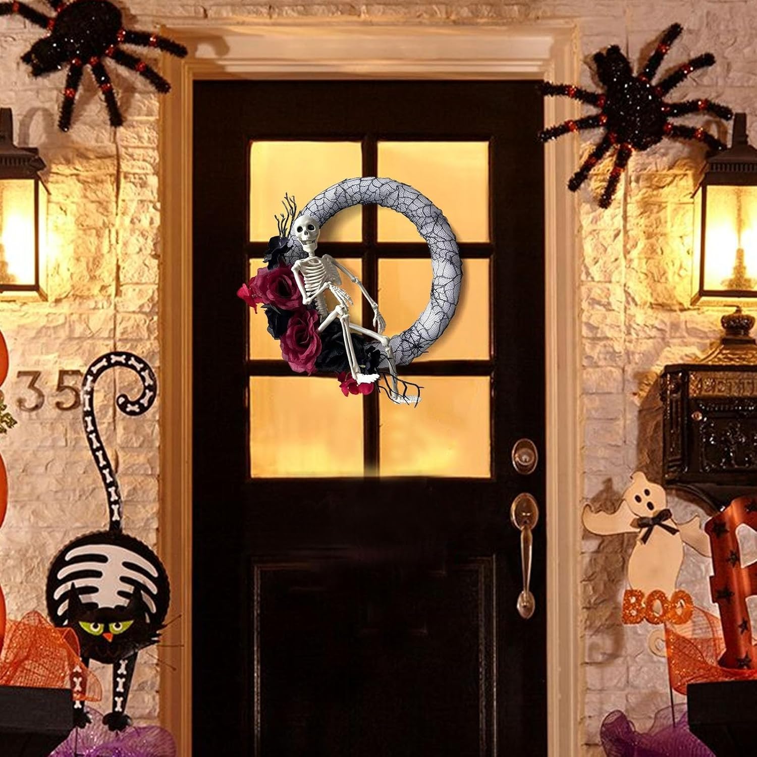 Halloween Scary Skeleton Wreath for Front Door
