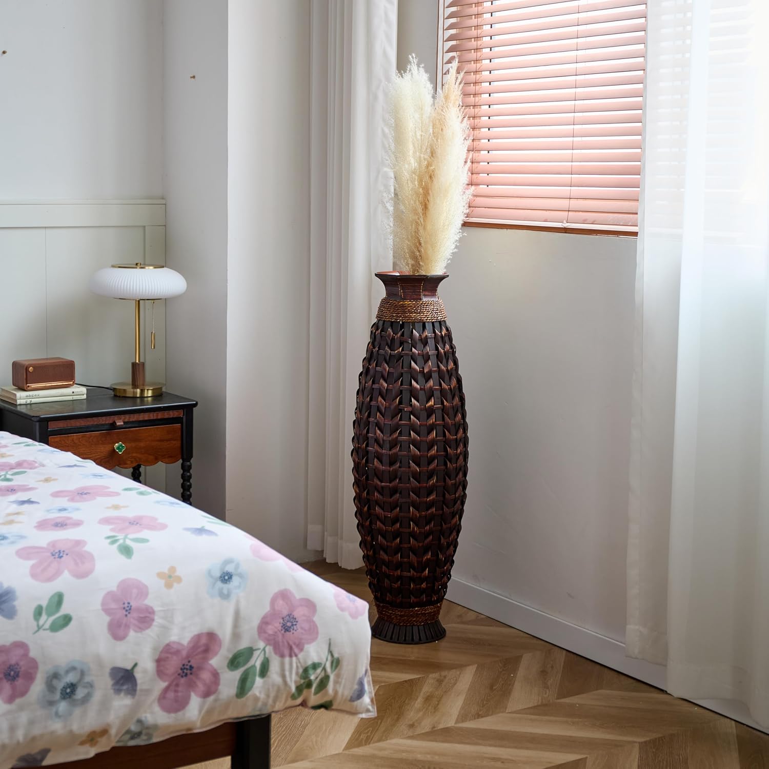 39 Inches Hand Woven Bamboo Floor Vase - Elegant Decor