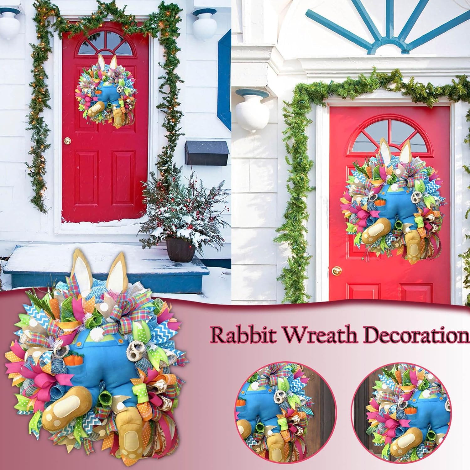 Easter Bunny Wreath Kit for Front Door Decorations