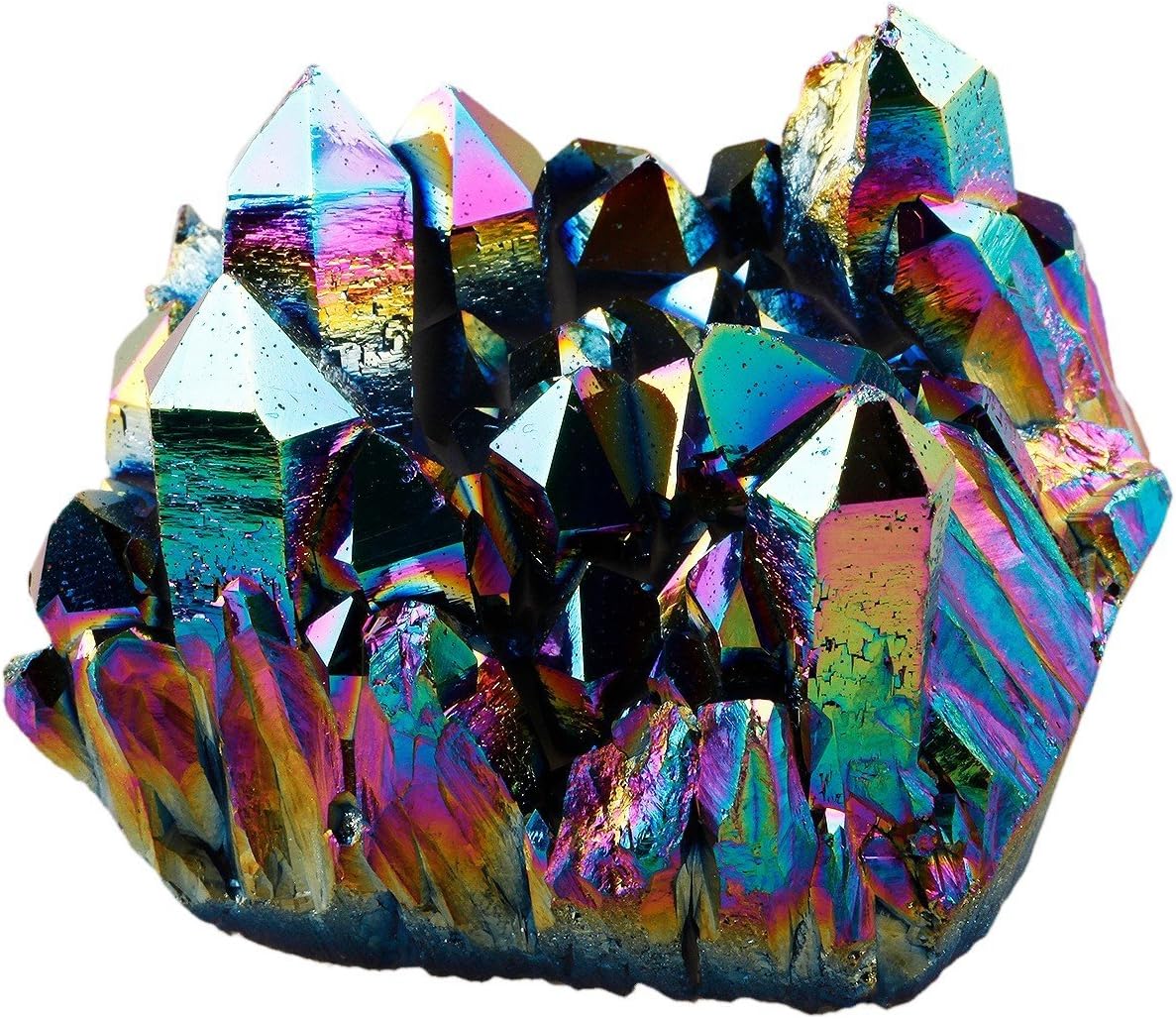 Rockcloud 2 Pcs Rainbow Titanium Coated Crystal Quartz Feng Shui Decoration