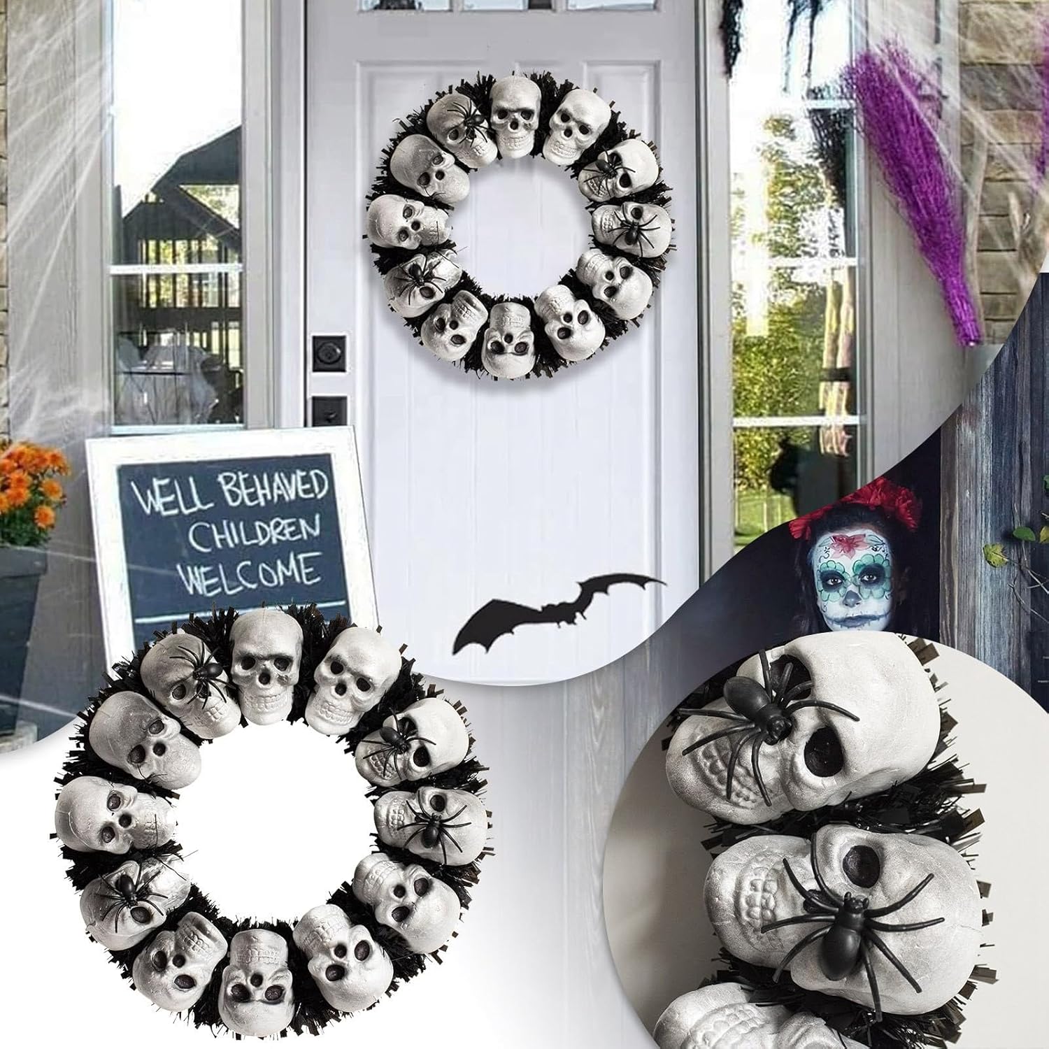 Halloween Wreath for Front Door Seasonal Decor