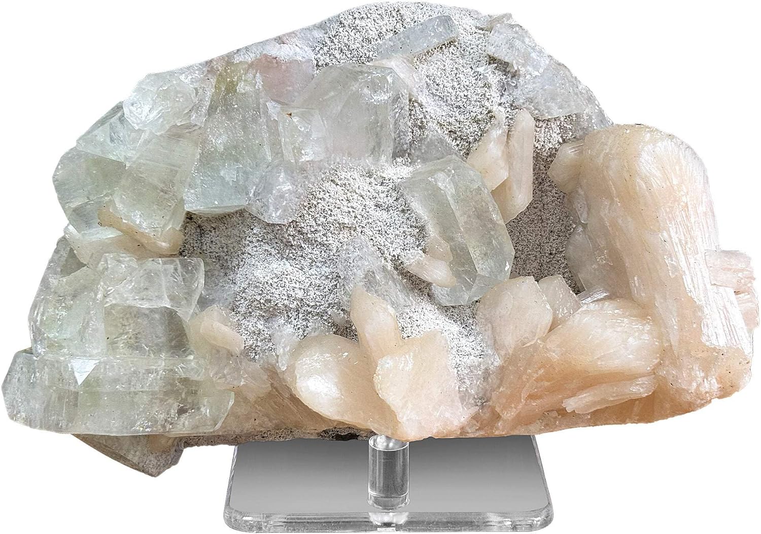 Natural Green Apophyllite Stilbite Gemstone Specimen
