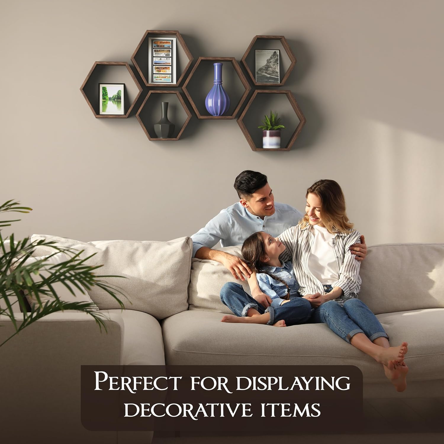 Decovate Hexagon Floating Shelves Set of 6