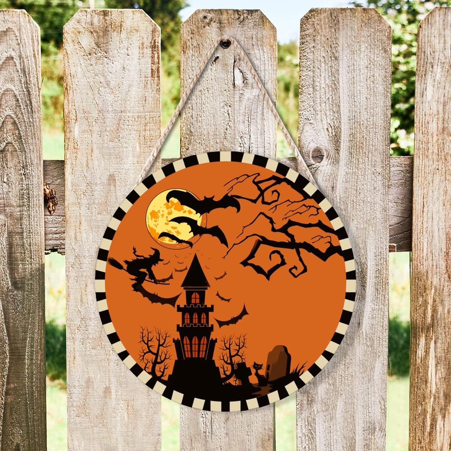 Halloween Door Hanger Wood Sign 10x10in