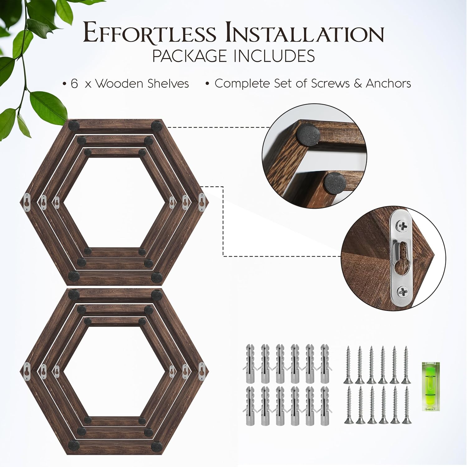 Decovate Hexagon Floating Shelves Set of 6