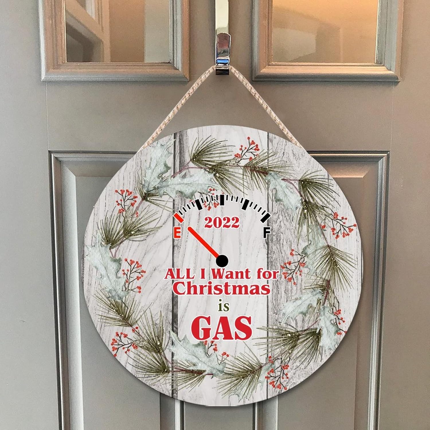 Farmhouse Door Hanger Funny Christmas Wreath 10x10 Wood Sign