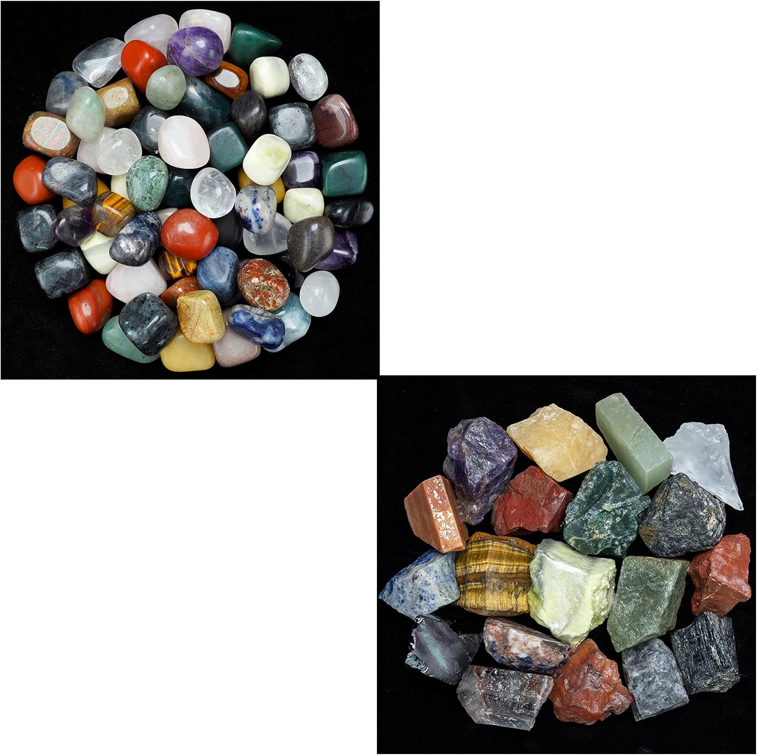ZAICUS 1lb Mixed Tumbled Stones and Rough Crystals 1