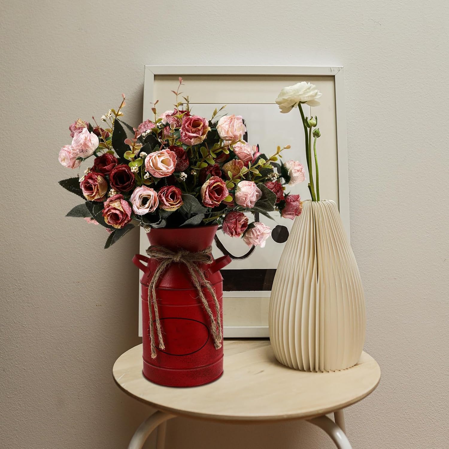 1pc European Style Iron Bucket Flower Vase for Home Decor