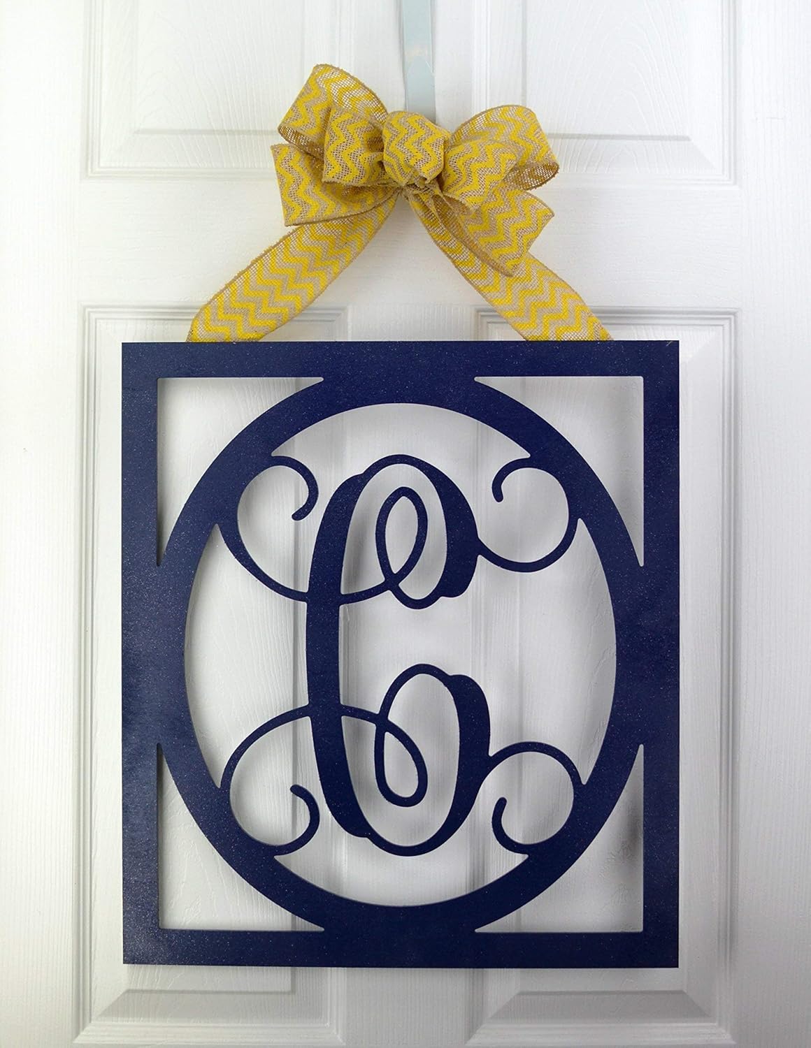Monogrammed Door Hanger - Square Wreath for Her