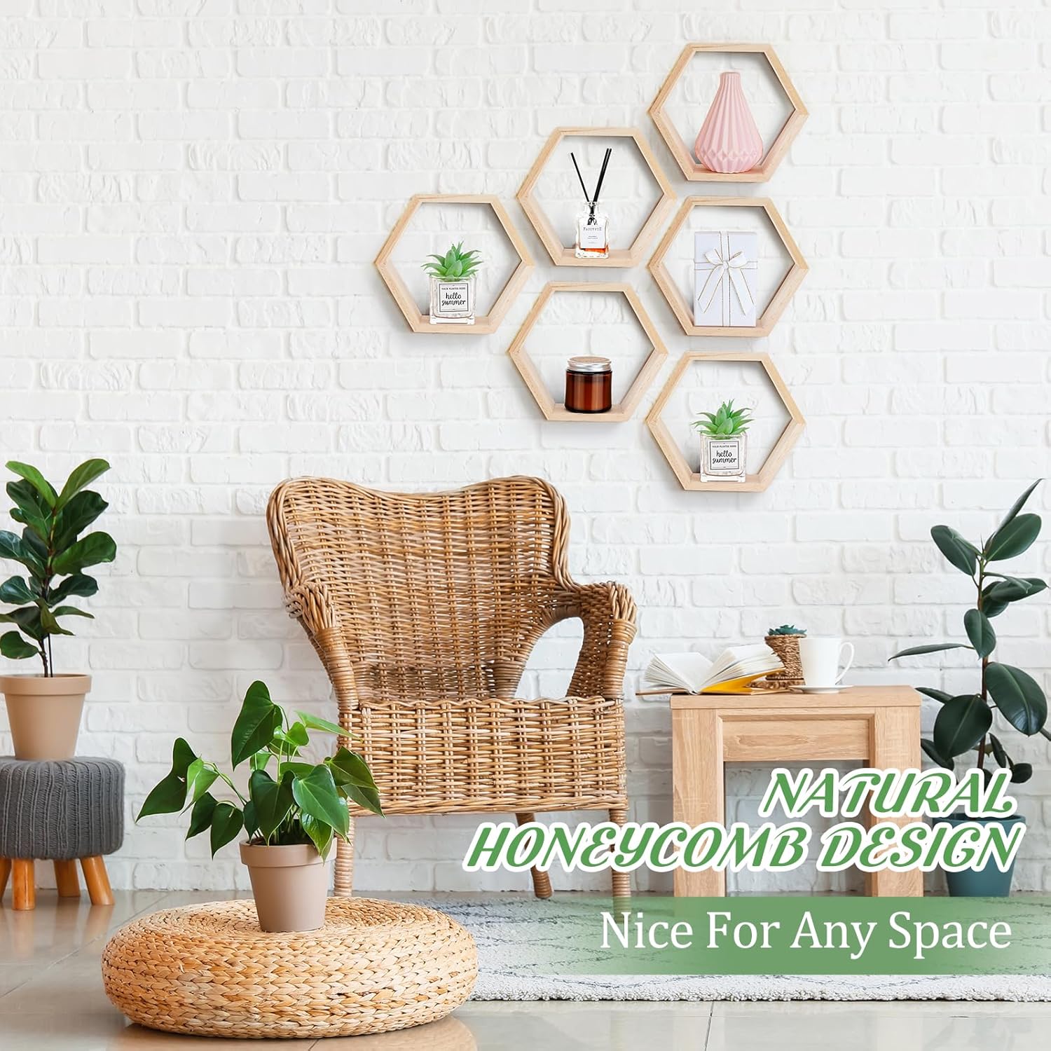 Barydat 12 Pcs 8 Inch Hexagon Shelves Wall Decor