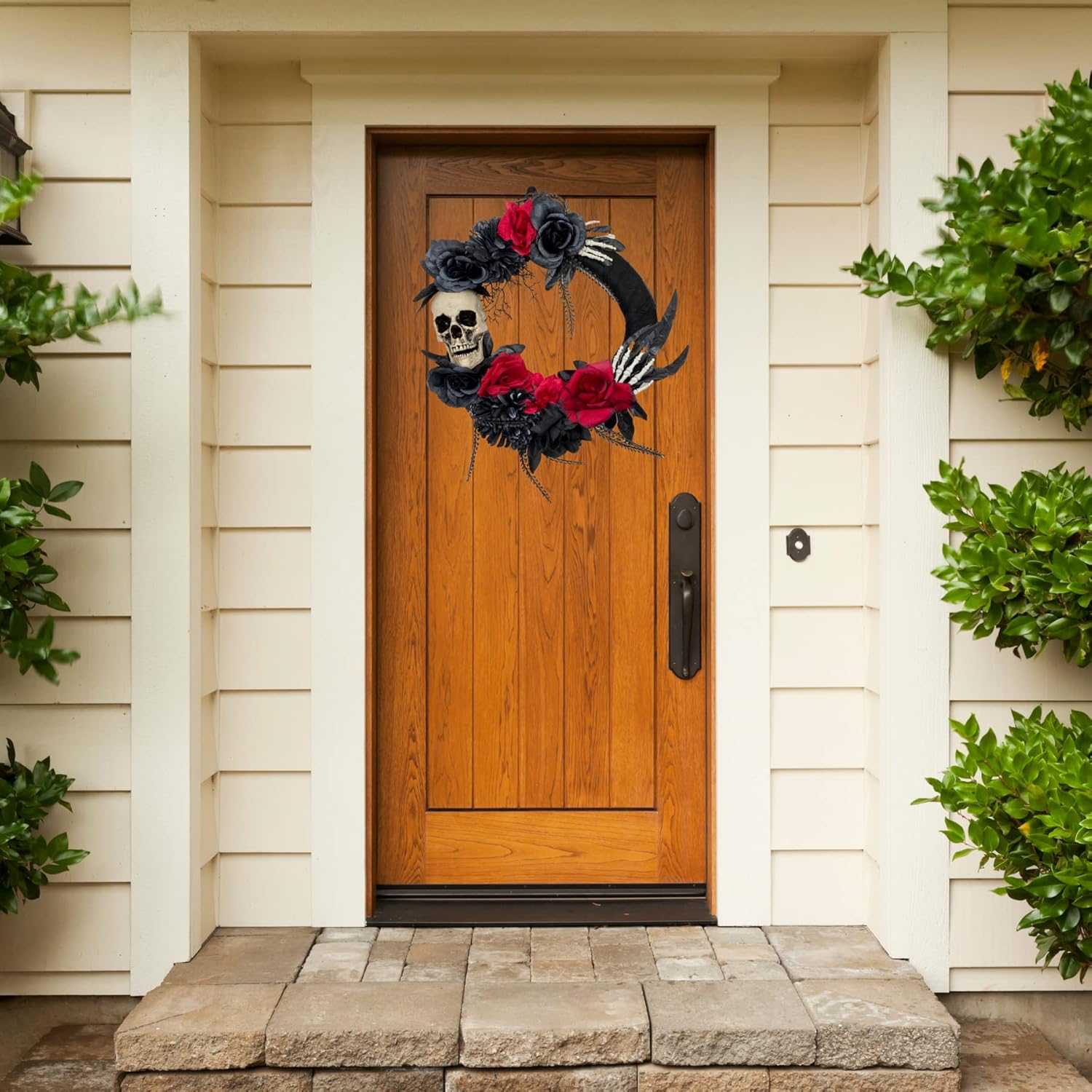 Needzo Halloween Skeleton Wreath Front Door 18 Inch