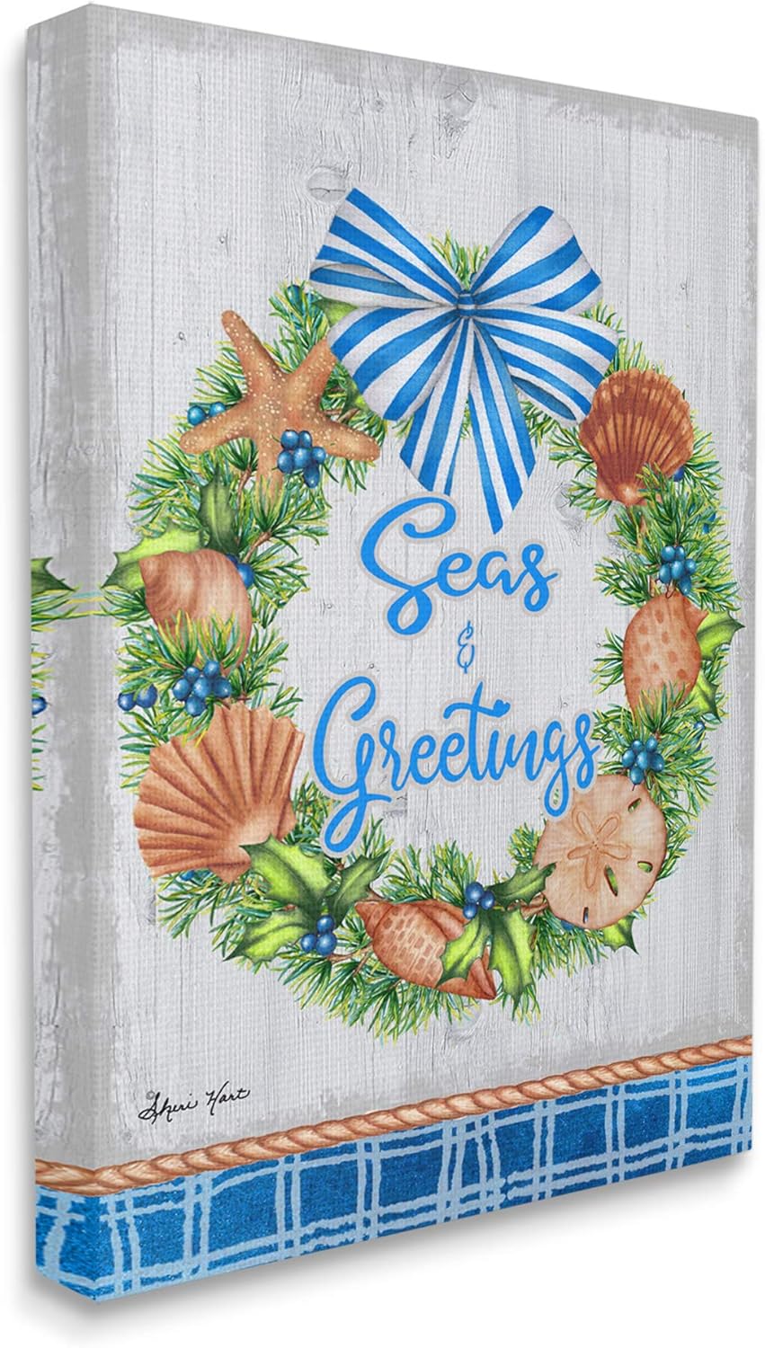 Stupell Industries Nautical Holiday Wreath Wall Art 24x30 Grey