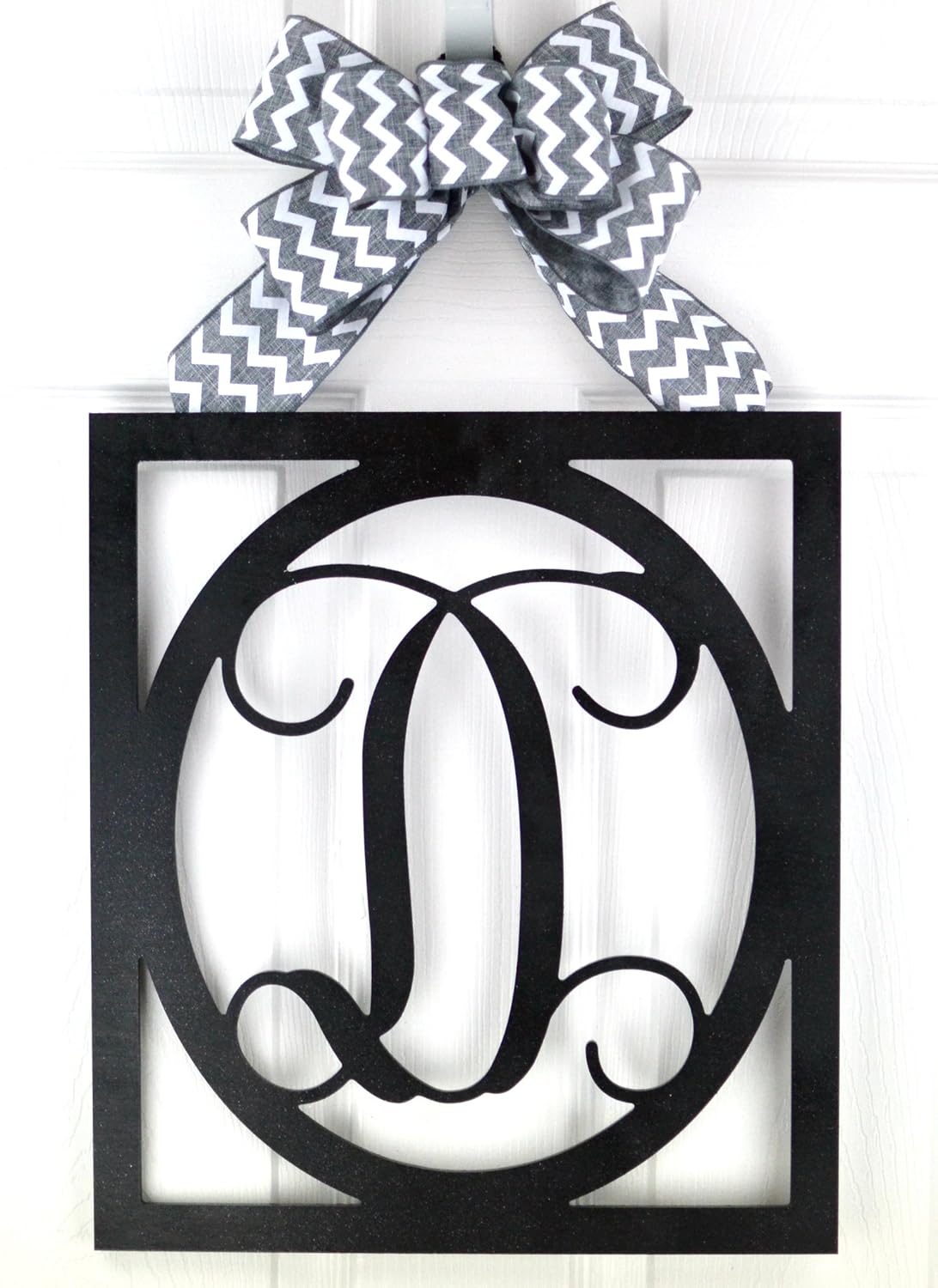 Black Monogram Door Hanger Custom Letter Wreath Choose Your Color