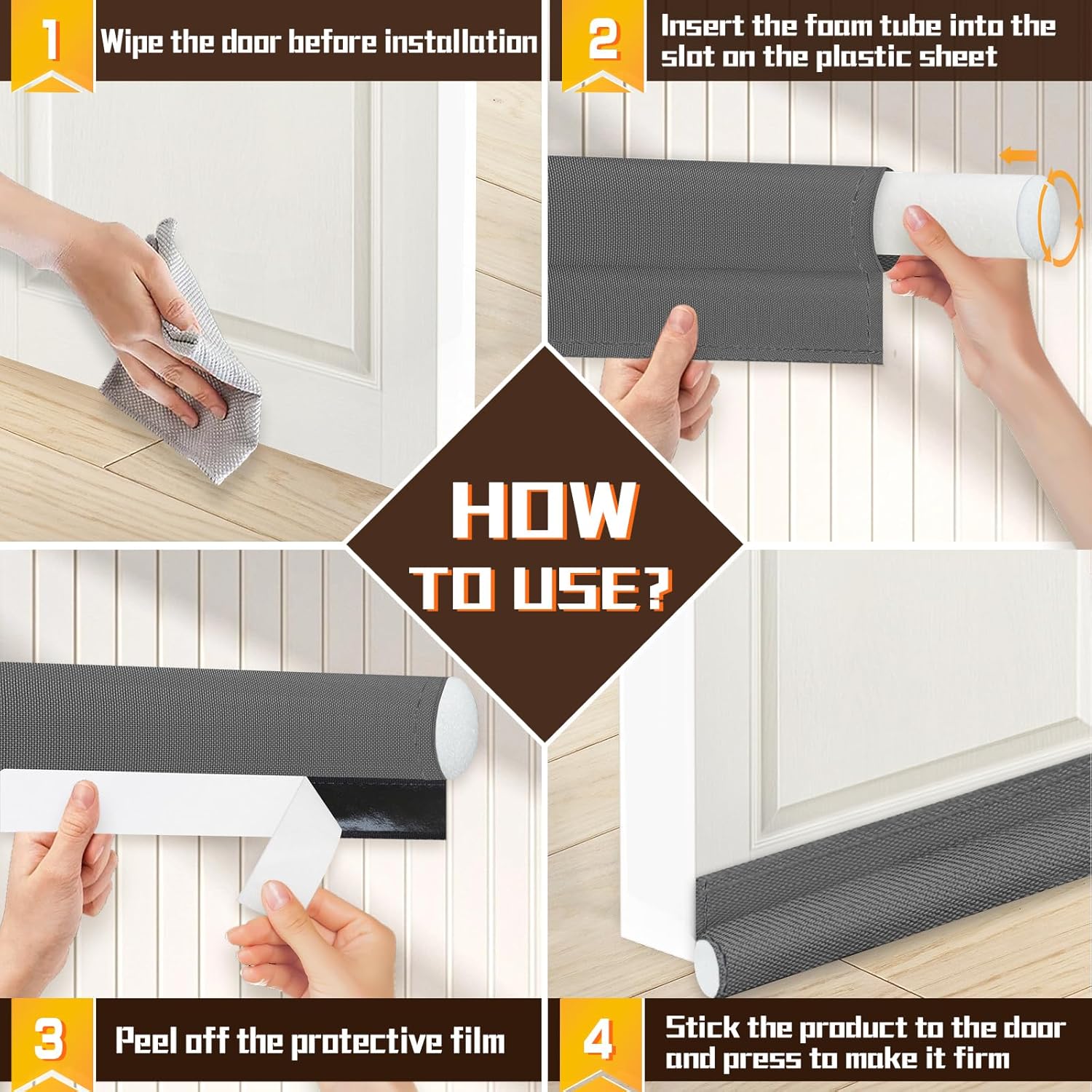 KRUI Door Draft Stopper 34 Inches Gray