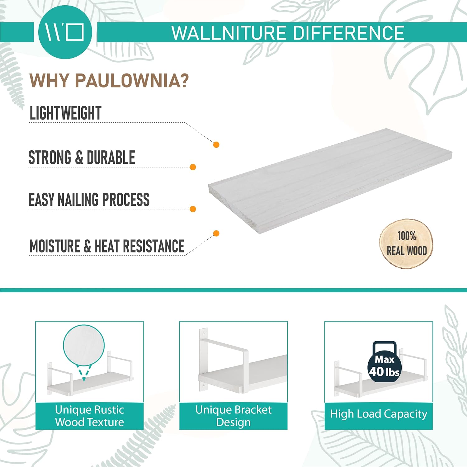 Wallniture Toledo 17 Inch Floating Shelves Set of 4 White