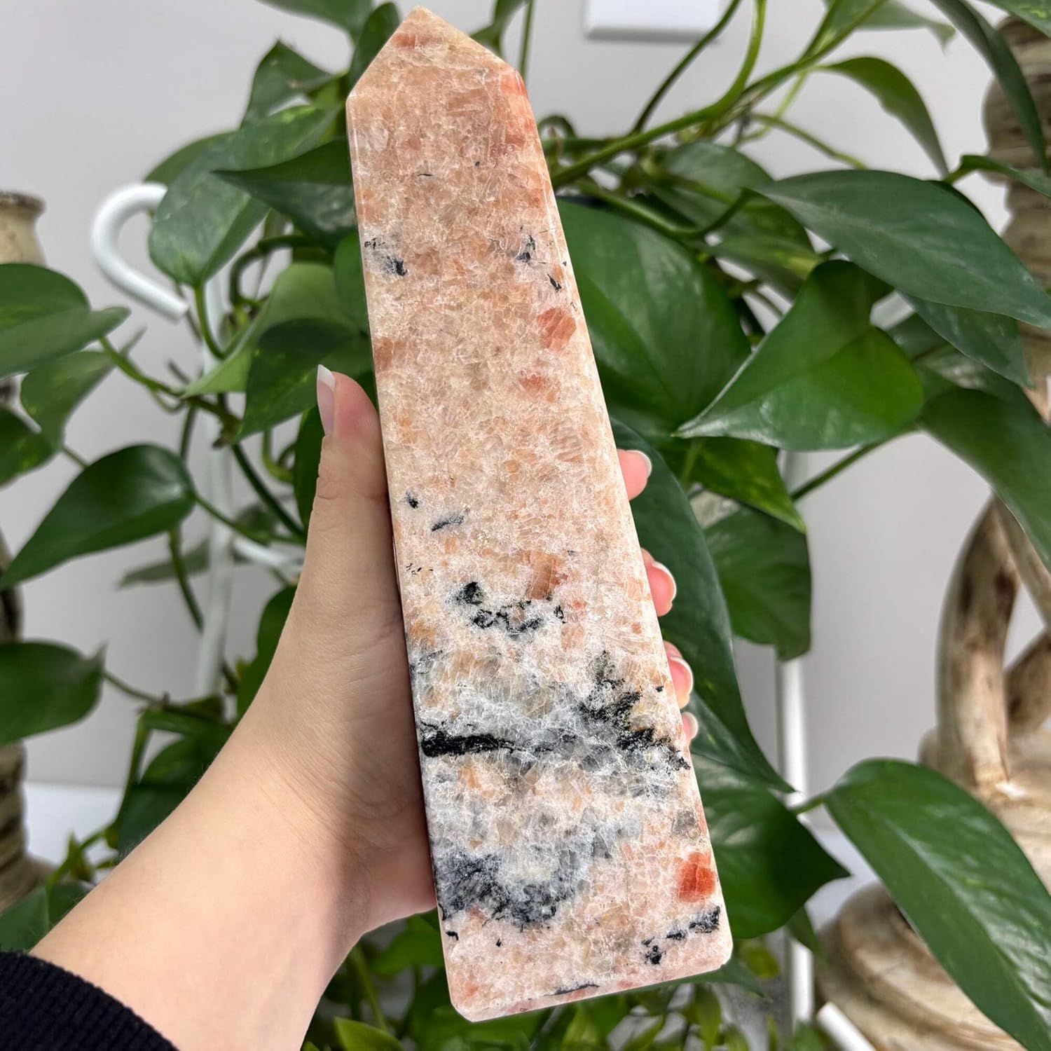 Natural Sunstone Crystal Obelisk Tower Point