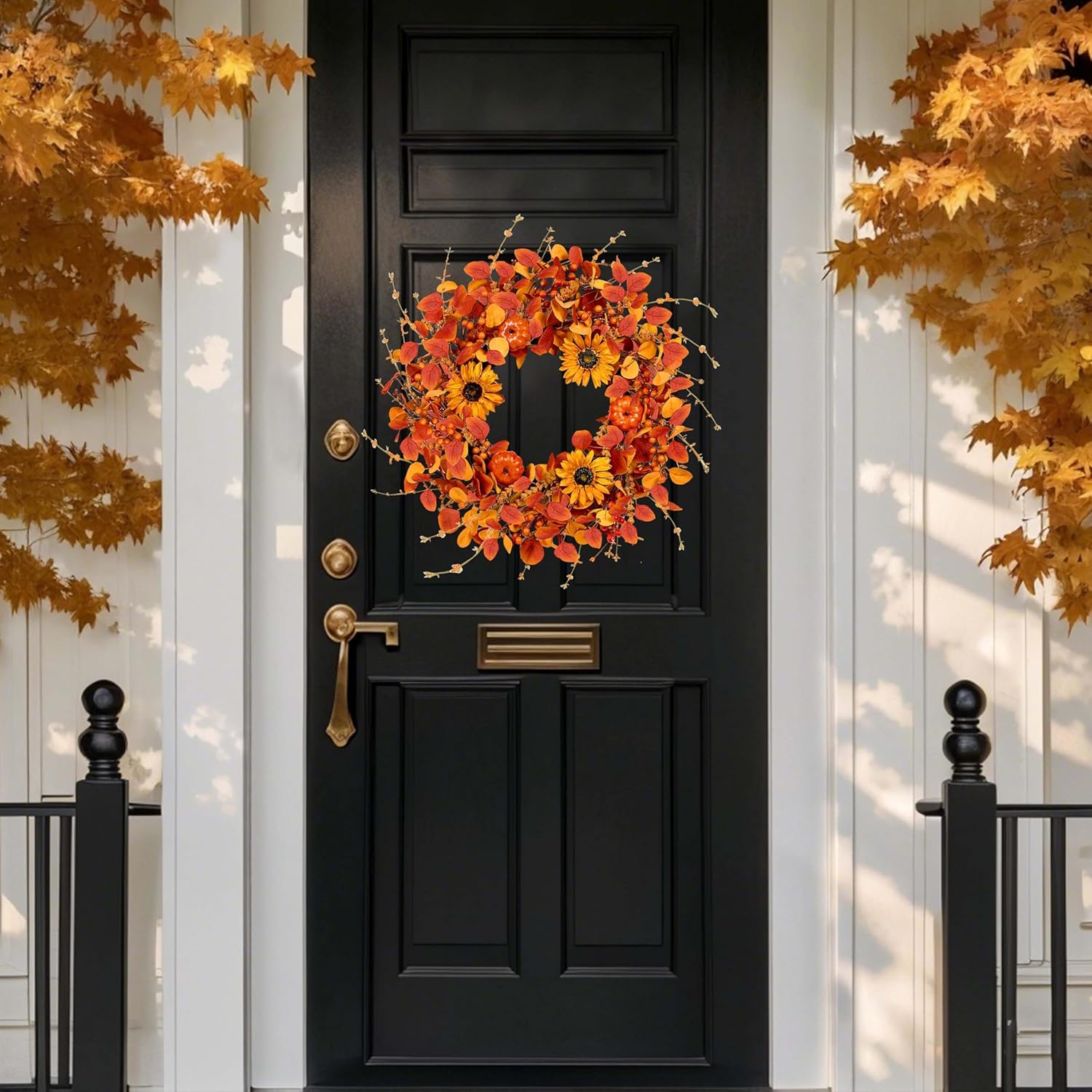 WSTPUPU 22 Inch Fall Wreath for Front Door