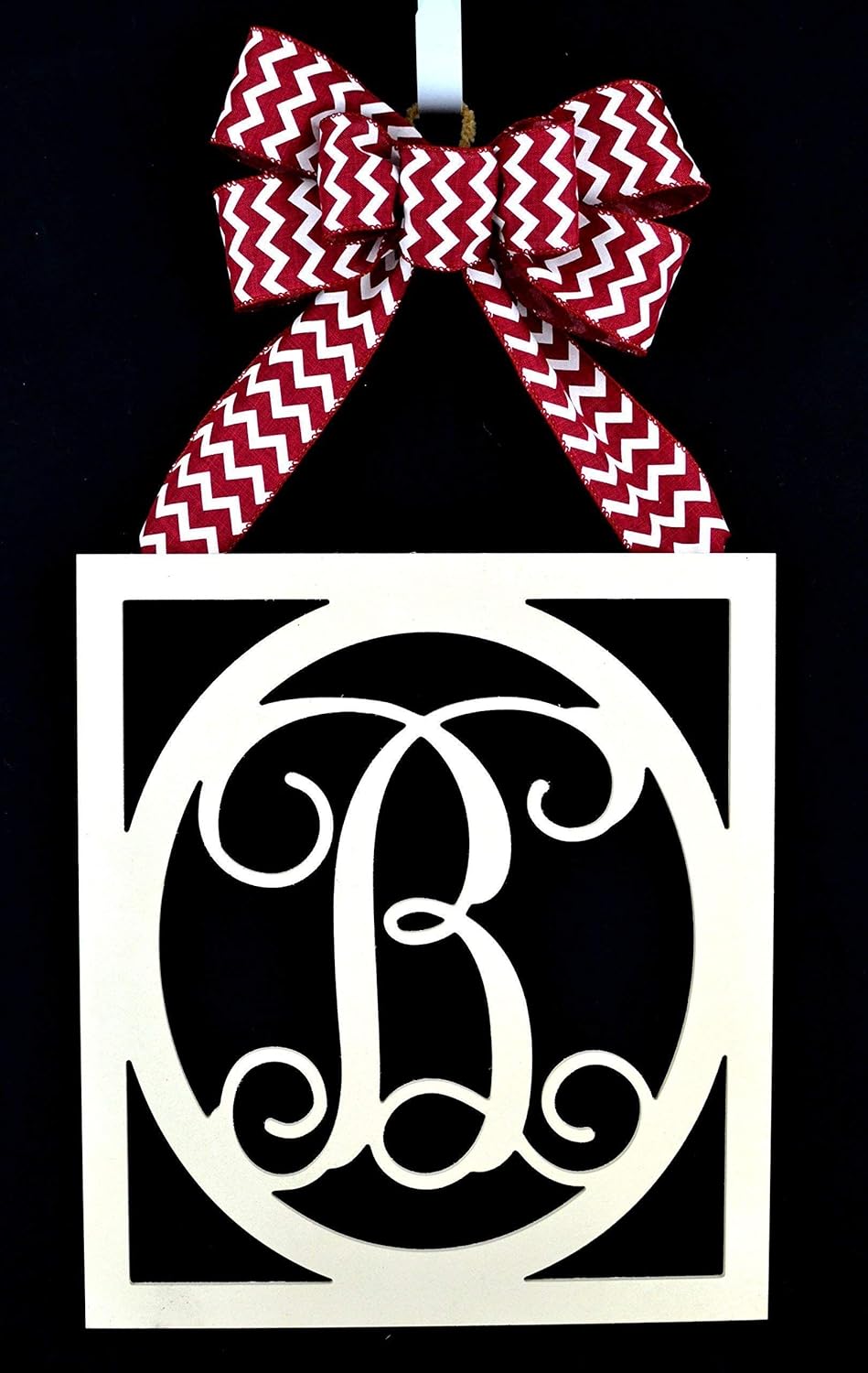 Monogrammed Door Hanger - Square Wreath for Her
