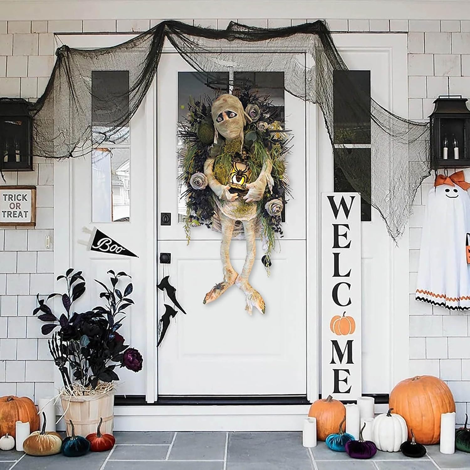Halloween Mummy Wreath for Front Door