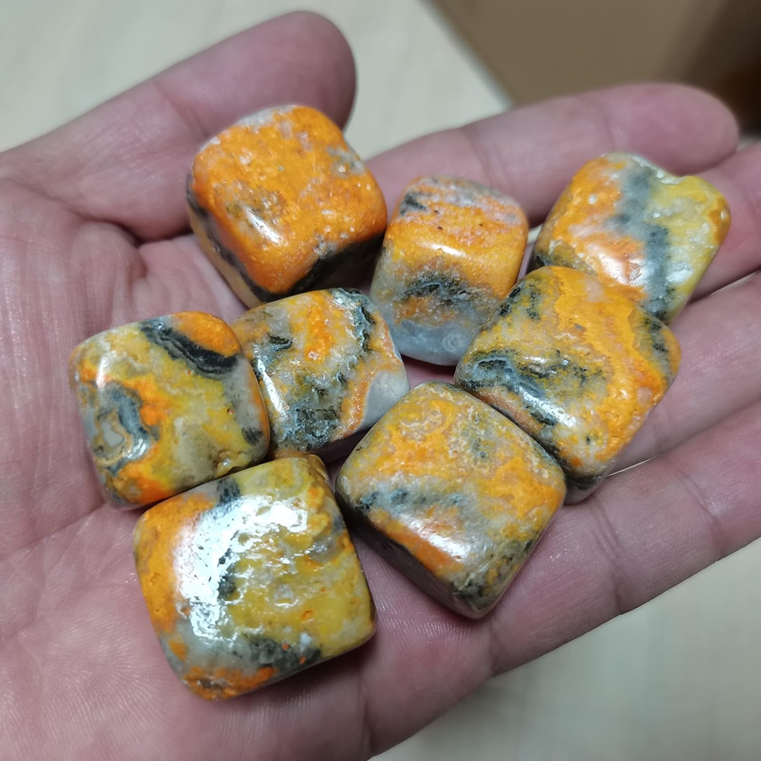 Crystal Bumblebee Cube Stones for Reiki and Home Decor