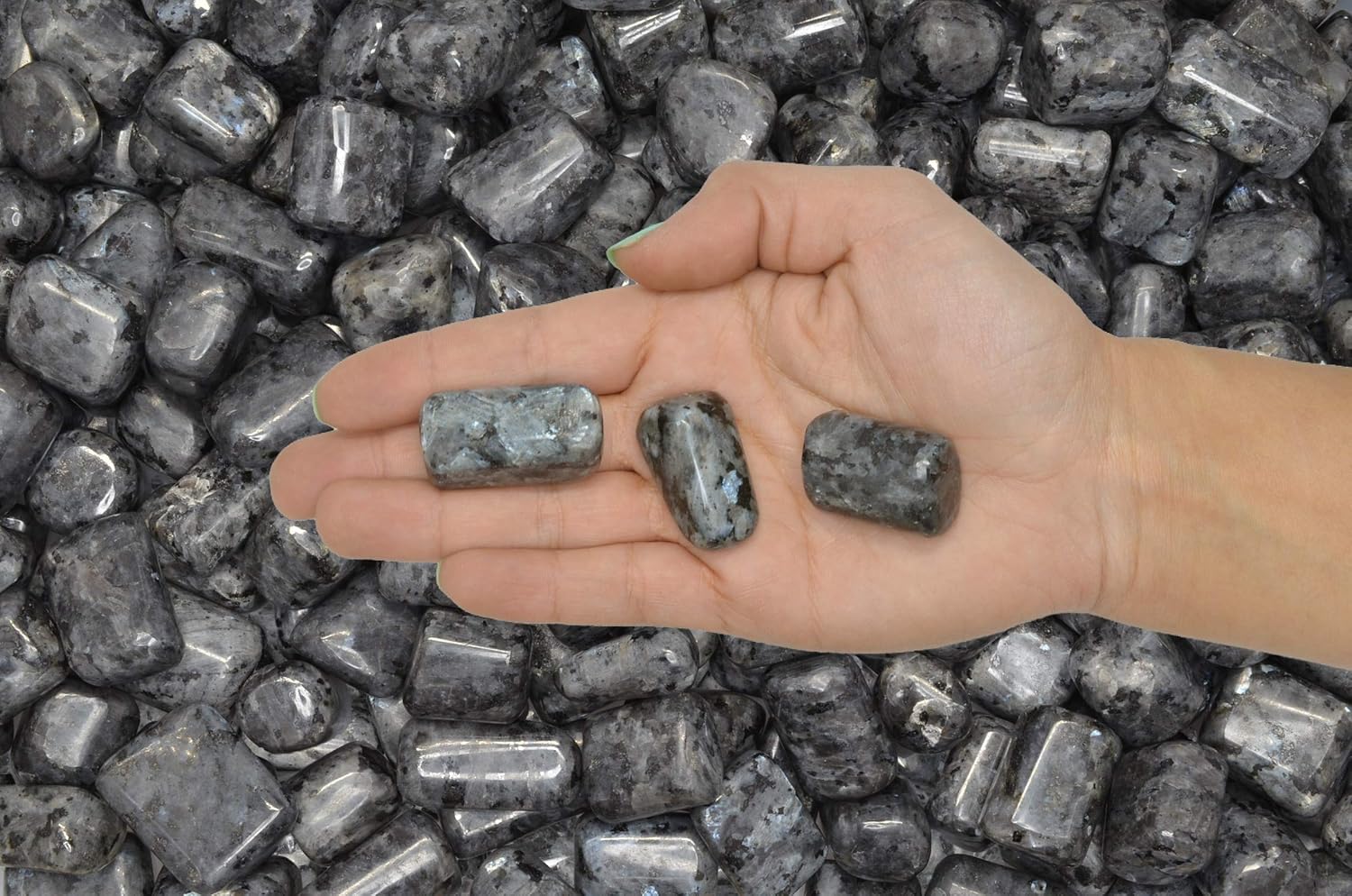 Fantasia Hand Polished Larvikite Stones 12 lb
