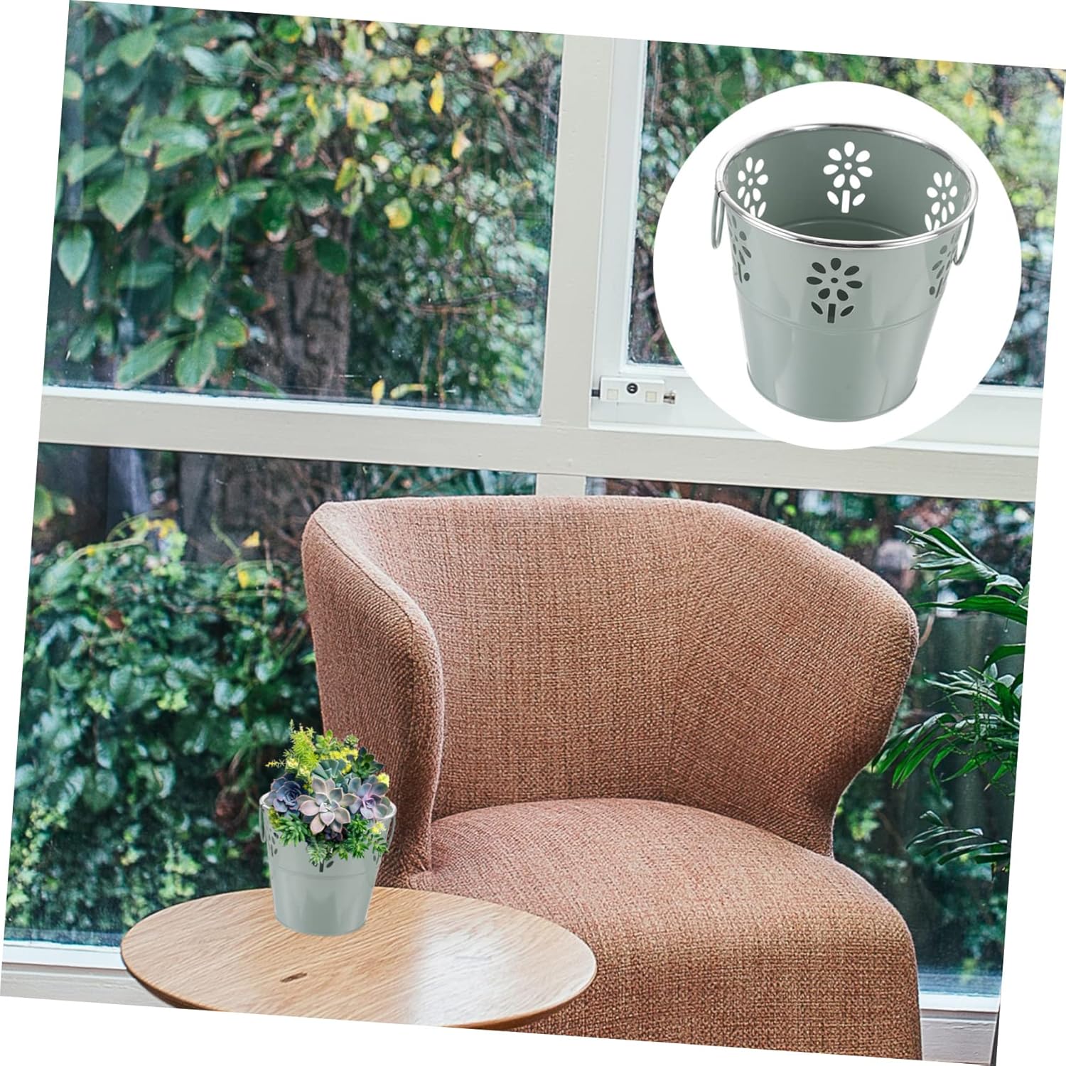 Vintage Galvanized Iron Flower Bucket Planter for weddings and rustic decor