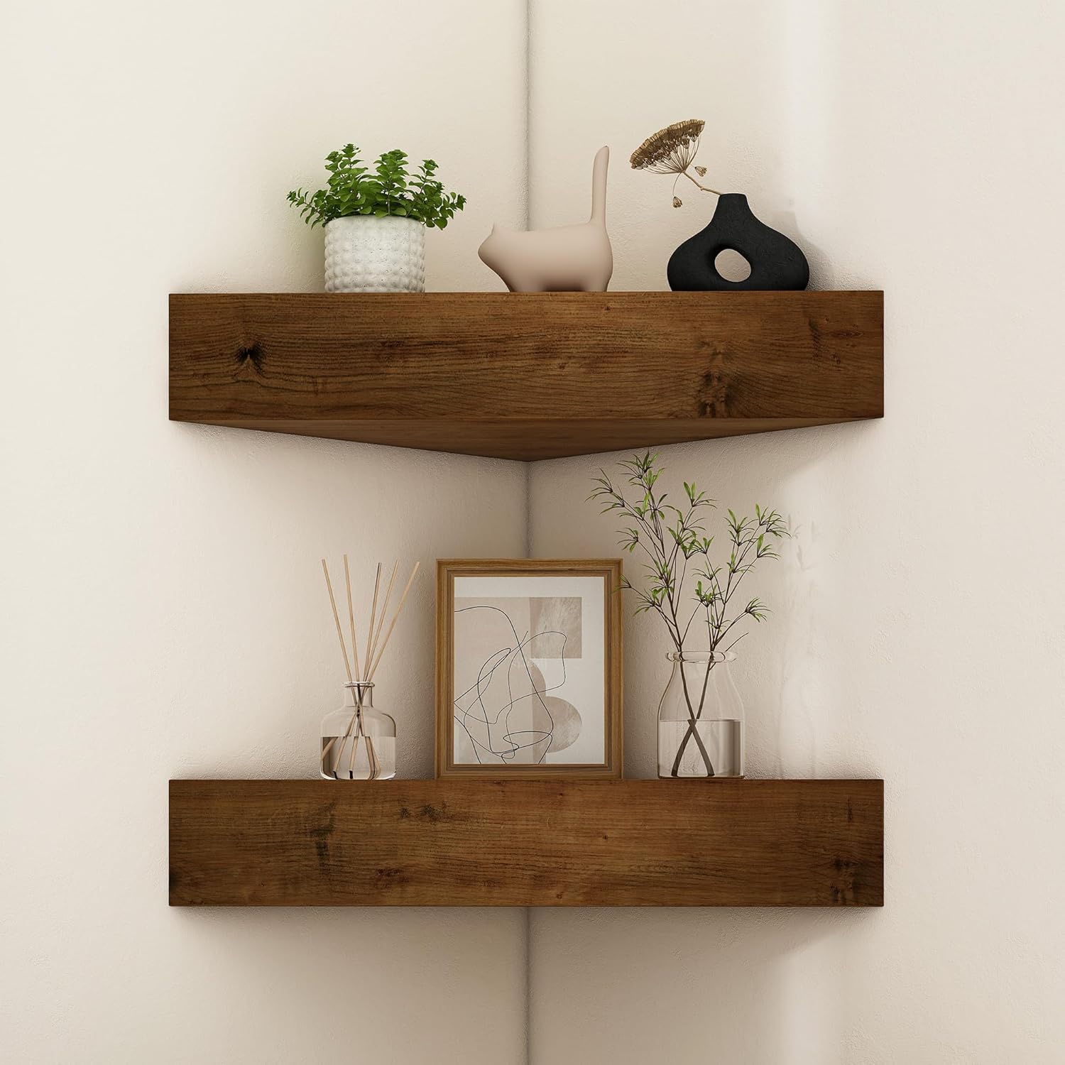 Wooden Floating Corner Shelves - 12x12 Pack of 2