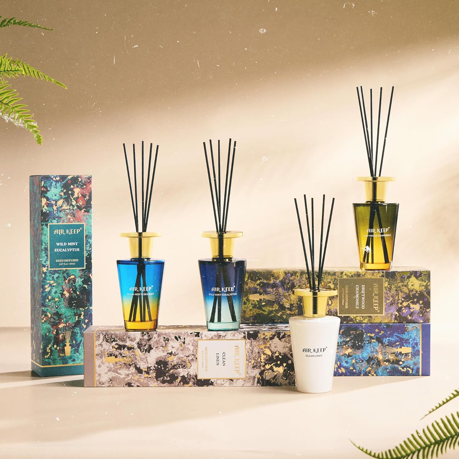 Airkeep Reed Diffuser Set 507 Fl Oz Clean Linen Scent