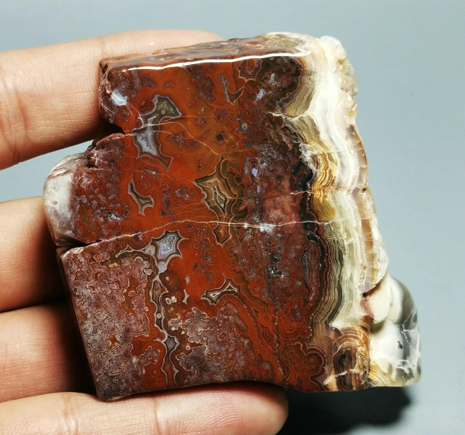 Mexican Lace Agate Crystal Display Slab Reiki Stone