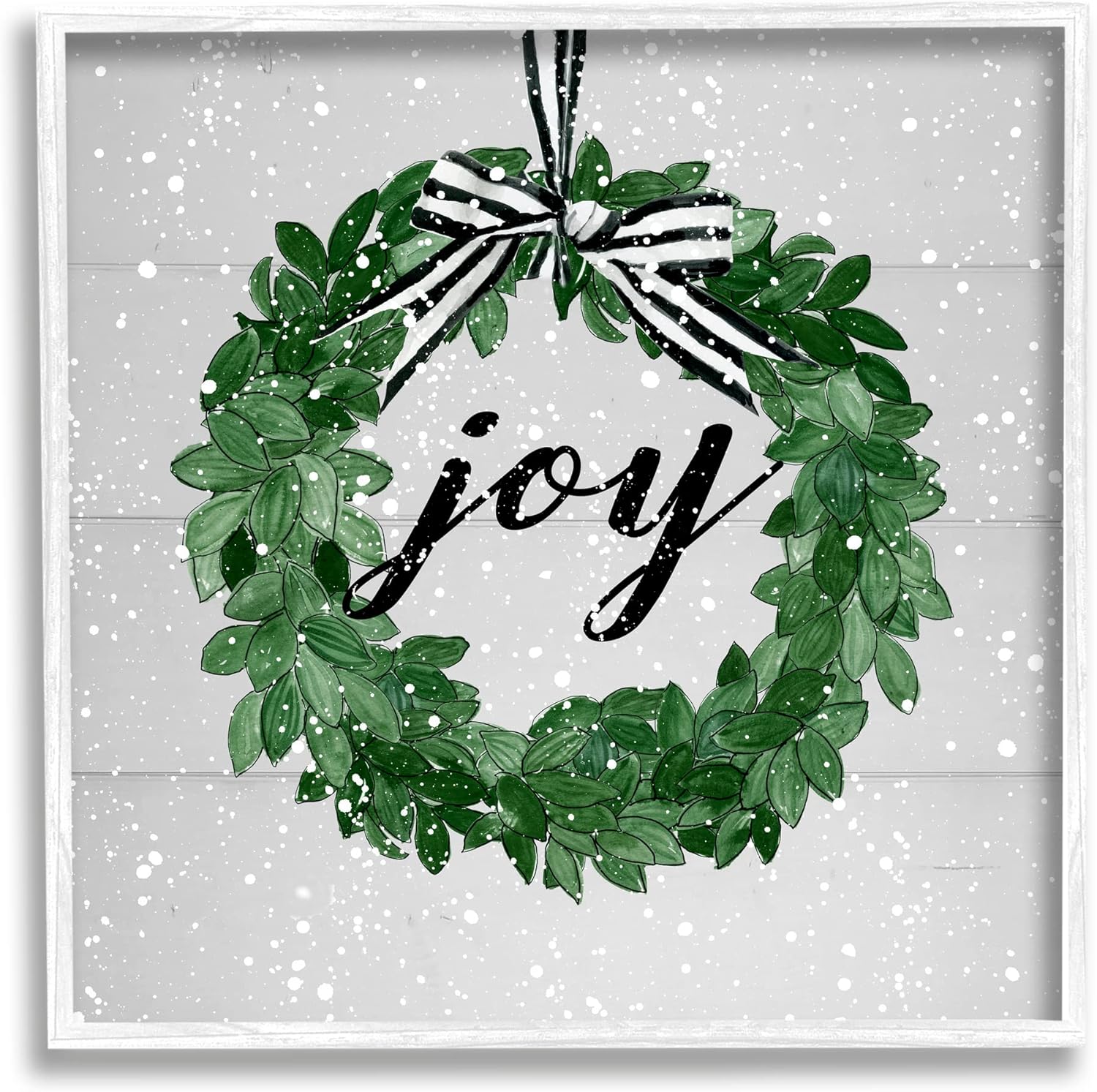Stupell Industries Joy Sentiment Wreath Wall Art 12x12 Gray Frame