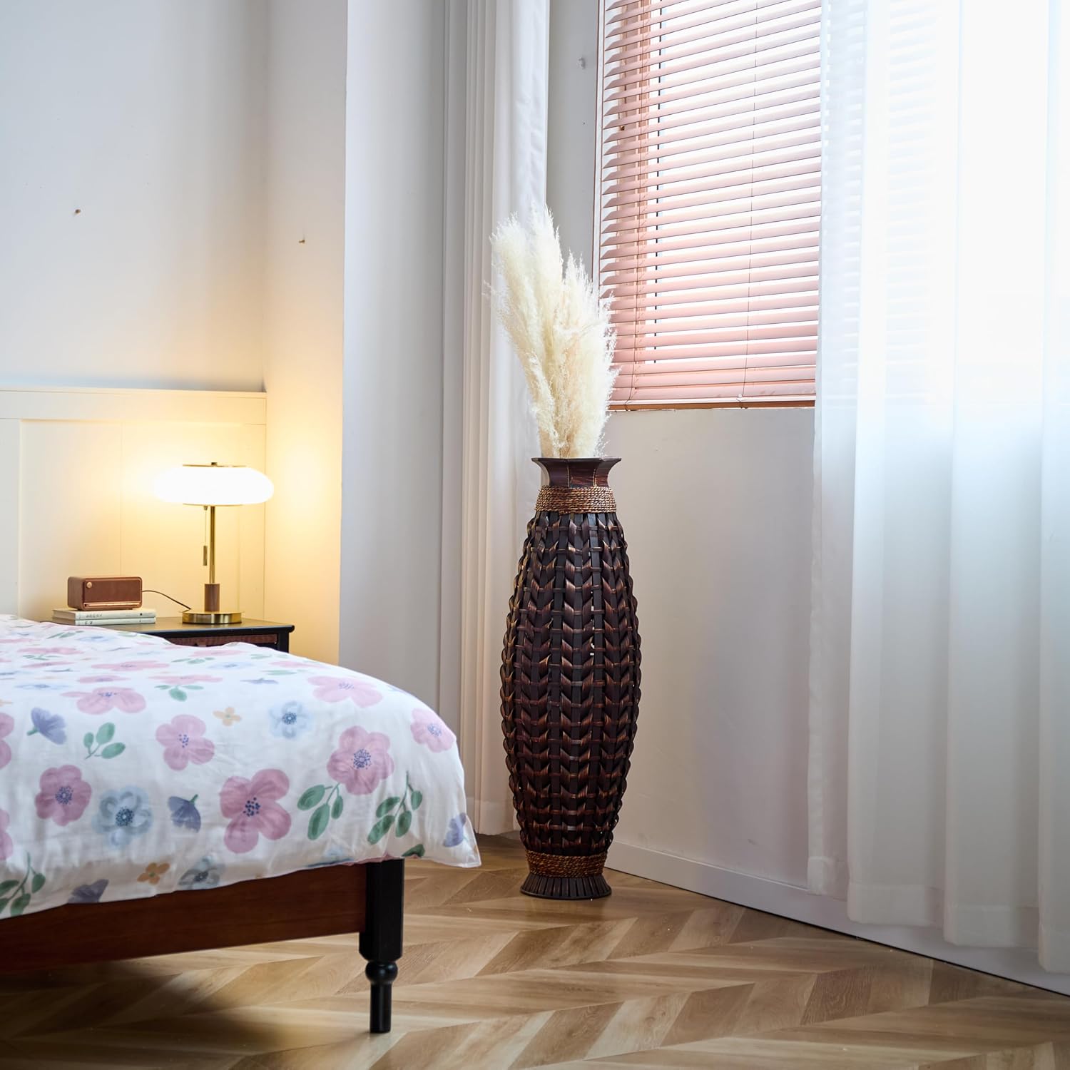 39 Inches Hand Woven Bamboo Floor Vase - Elegant Decor