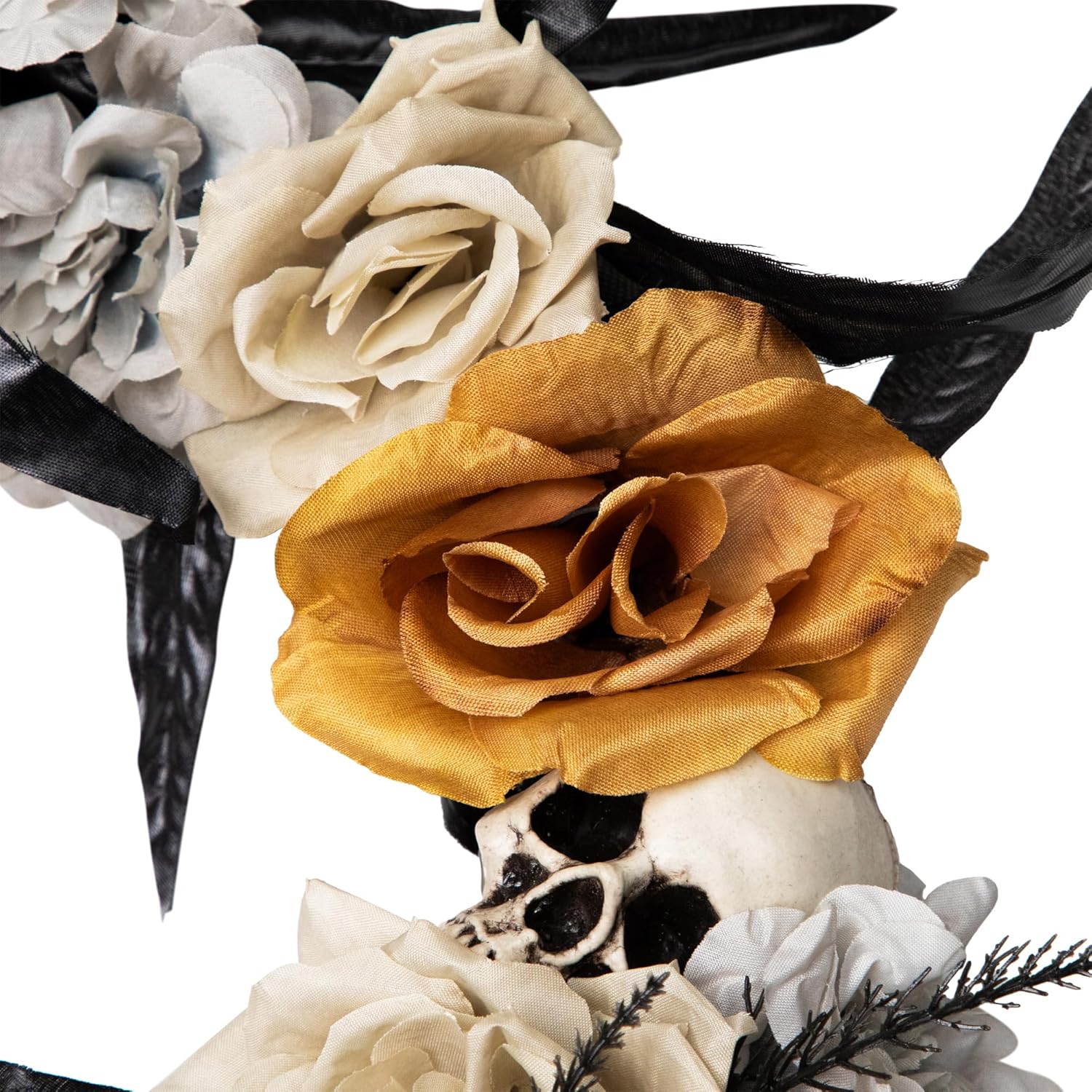 Northlight Halloween Skulls with Roses Wreath 14 Inch Unlit