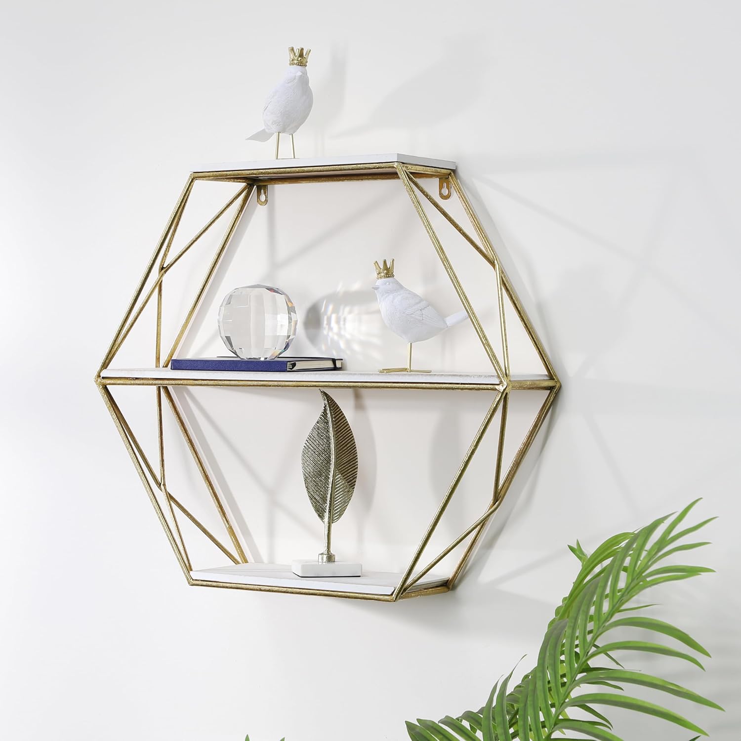 Sagebrook Home Geometric Wall Shelf - 24 Gold