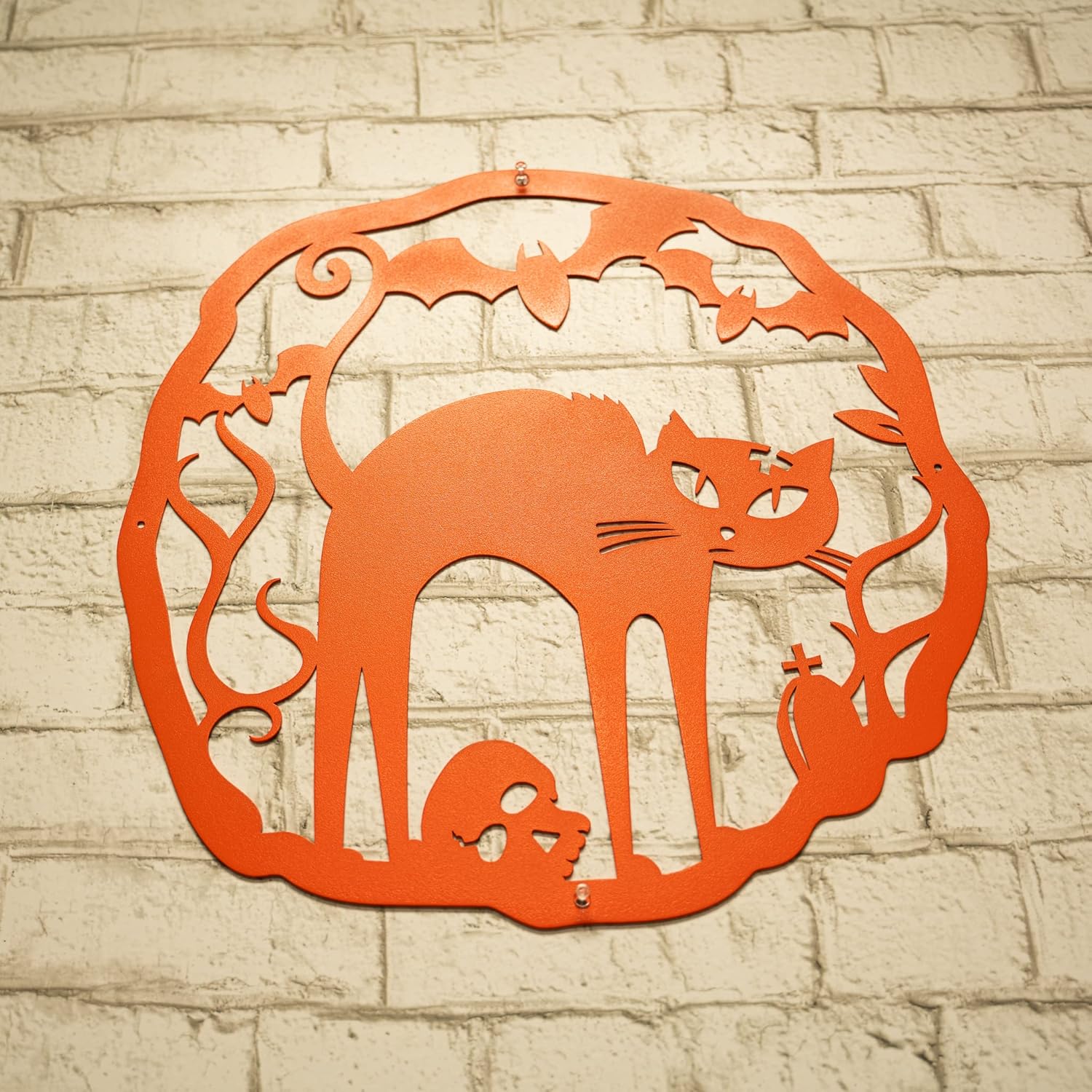 RealSteel Halloween Cat Wreath Front Door Sign