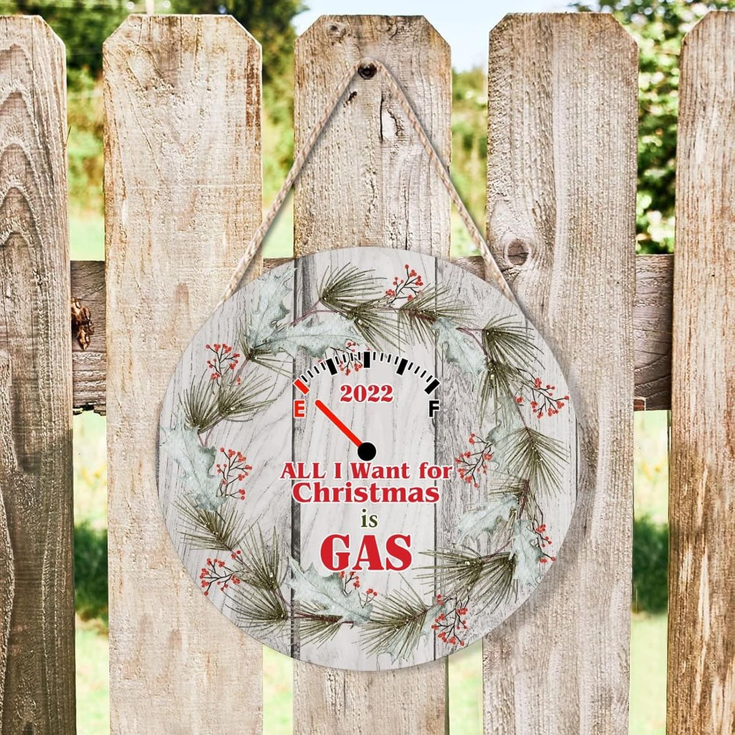 Farmhouse Door Hanger Funny Christmas Wreath 10x10 Wood Sign