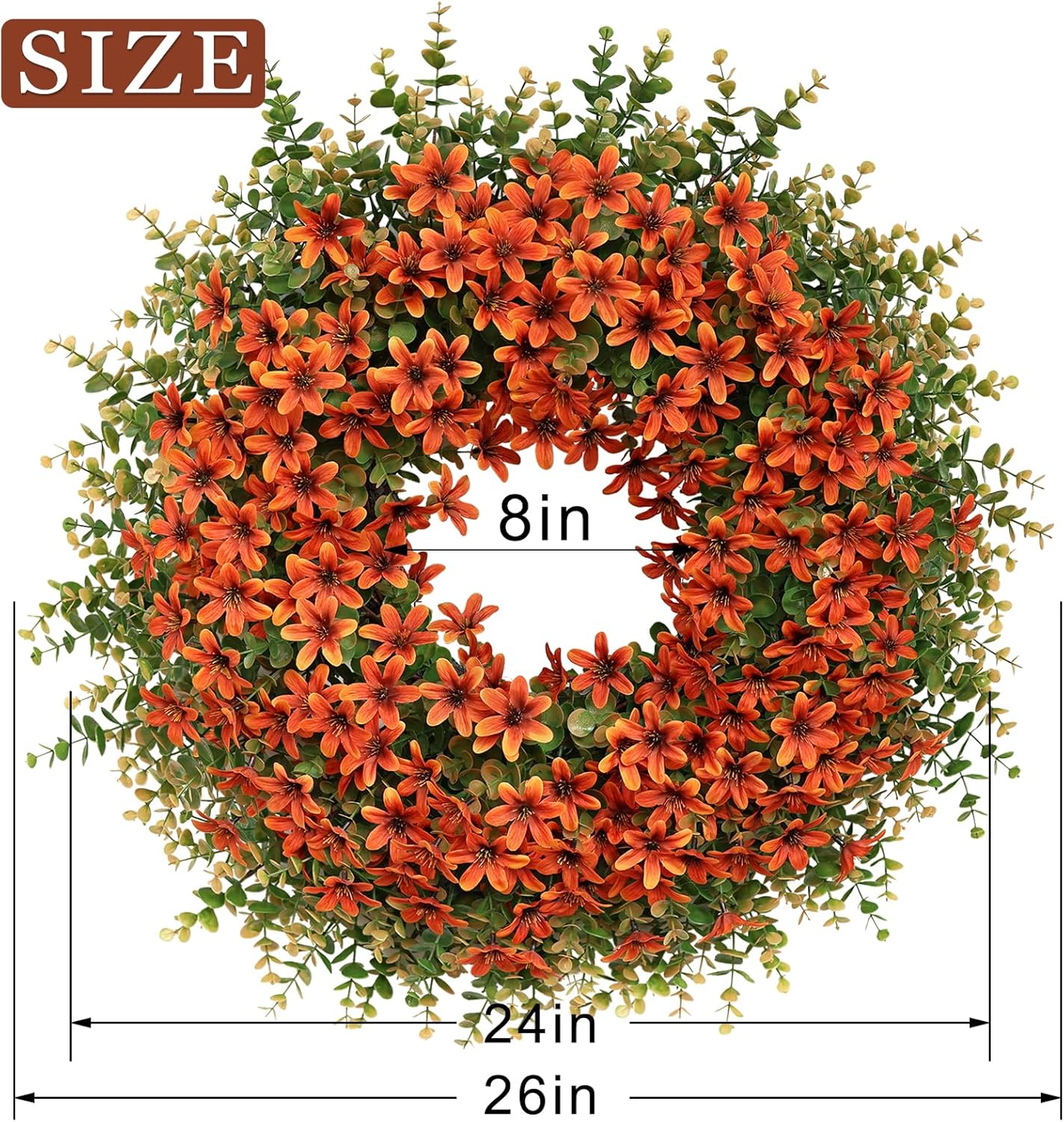 26 Inch Fall Wreath for Front Door and Window Decoration