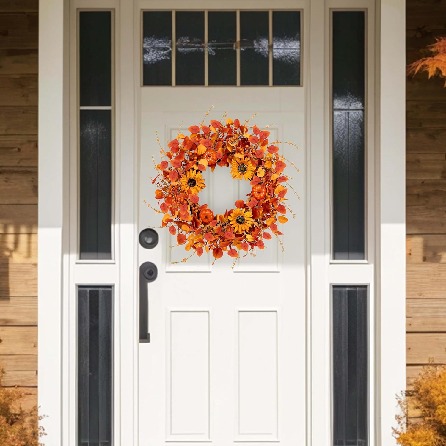 WSTPUPU 22 Inch Fall Wreath for Front Door