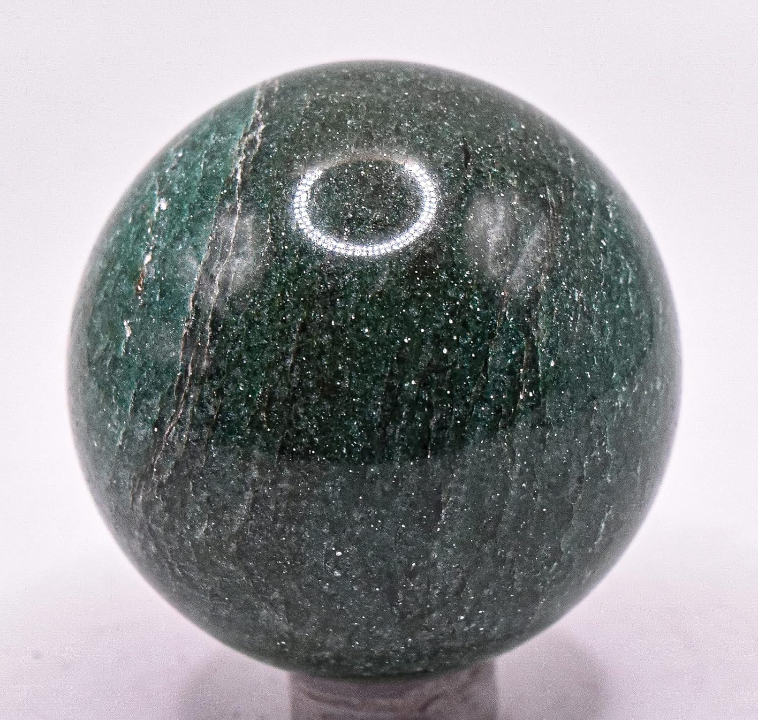 45mm Dark Green Jade Sphere with Stand - India