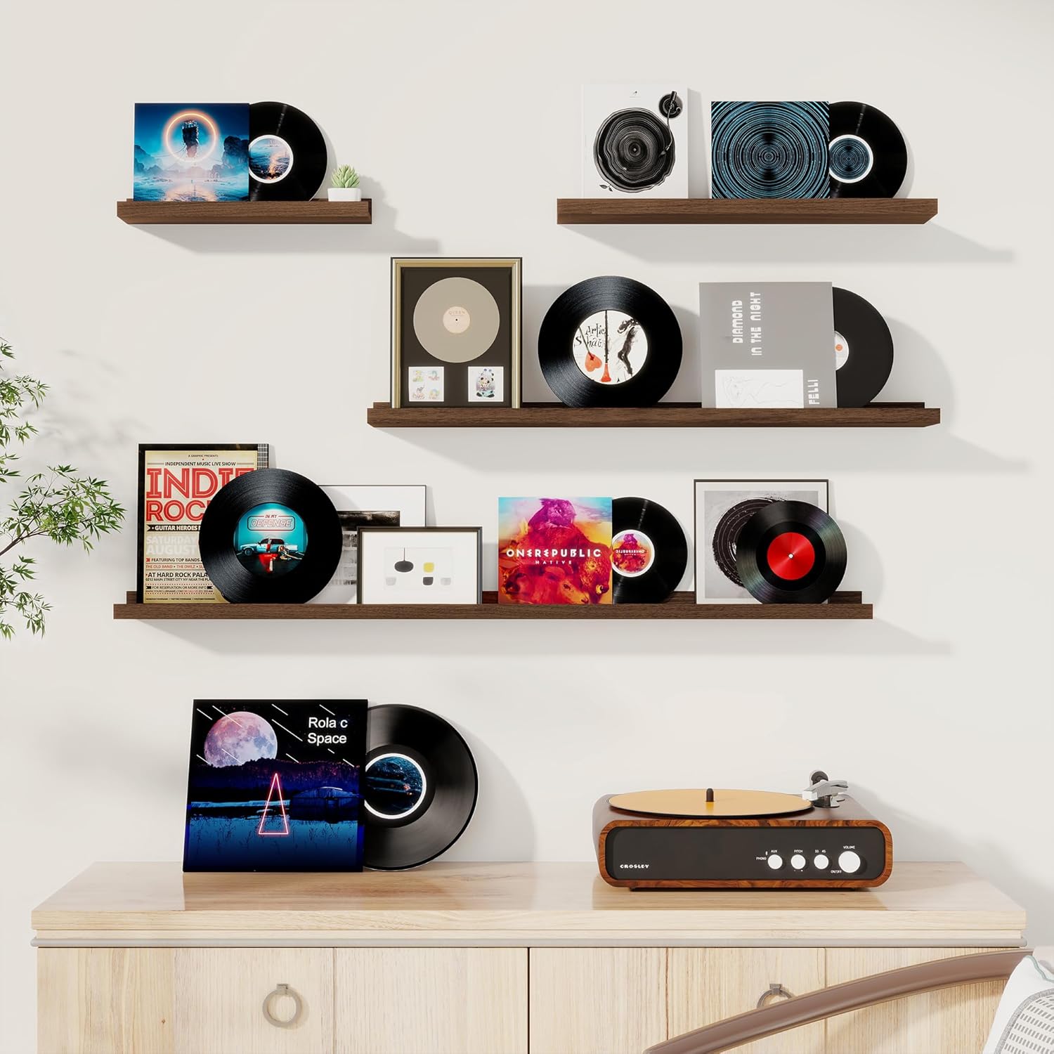 Fun Memories Floating Shelf Set of 6 24 Inch Walnut