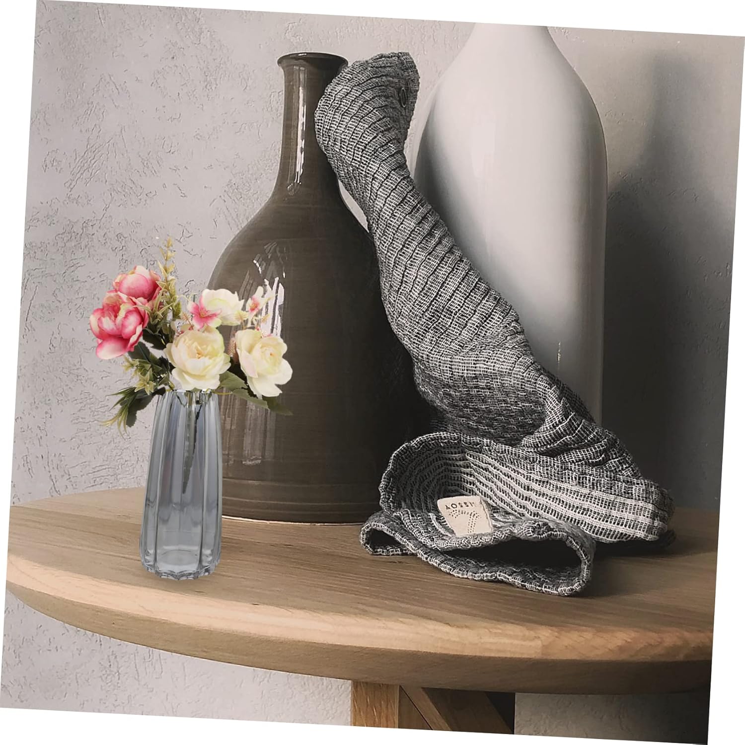 Cabilock Smoky Grey Glass Vase for Dried Flowers and Plants