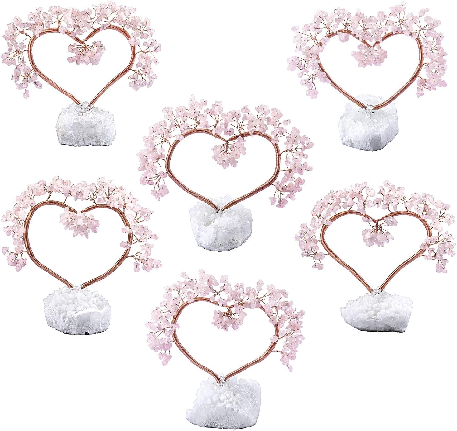 Mookaitedecor Bundle - 2 Items Rose Quartz Tumbled Stones with Chakra Bag Love Heart Crystal Tree