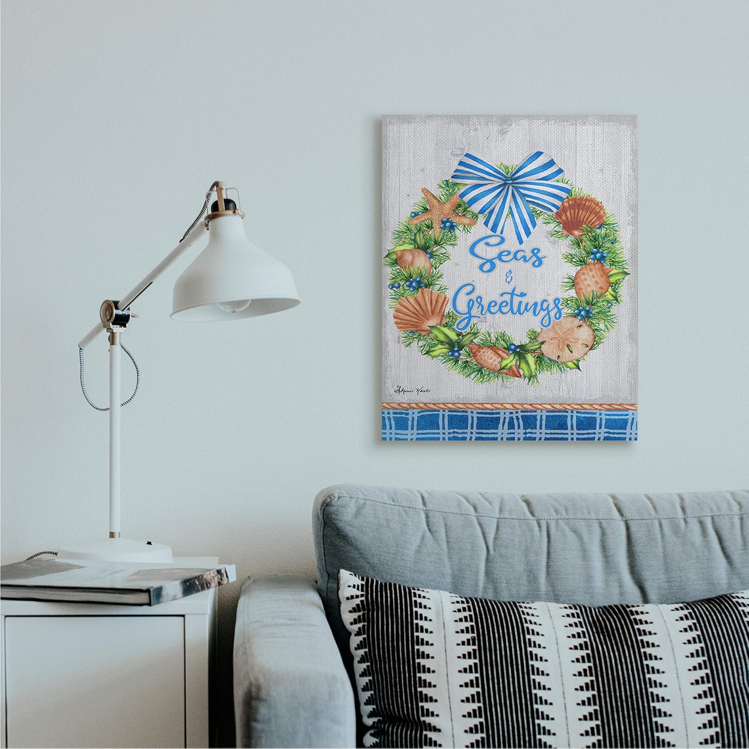 Stupell Industries Nautical Holiday Wreath Wall Art 24x30 Grey
