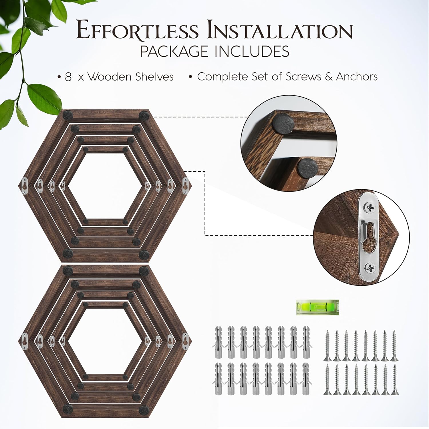 Decovate Hexagon Floating Shelves Set of 8
