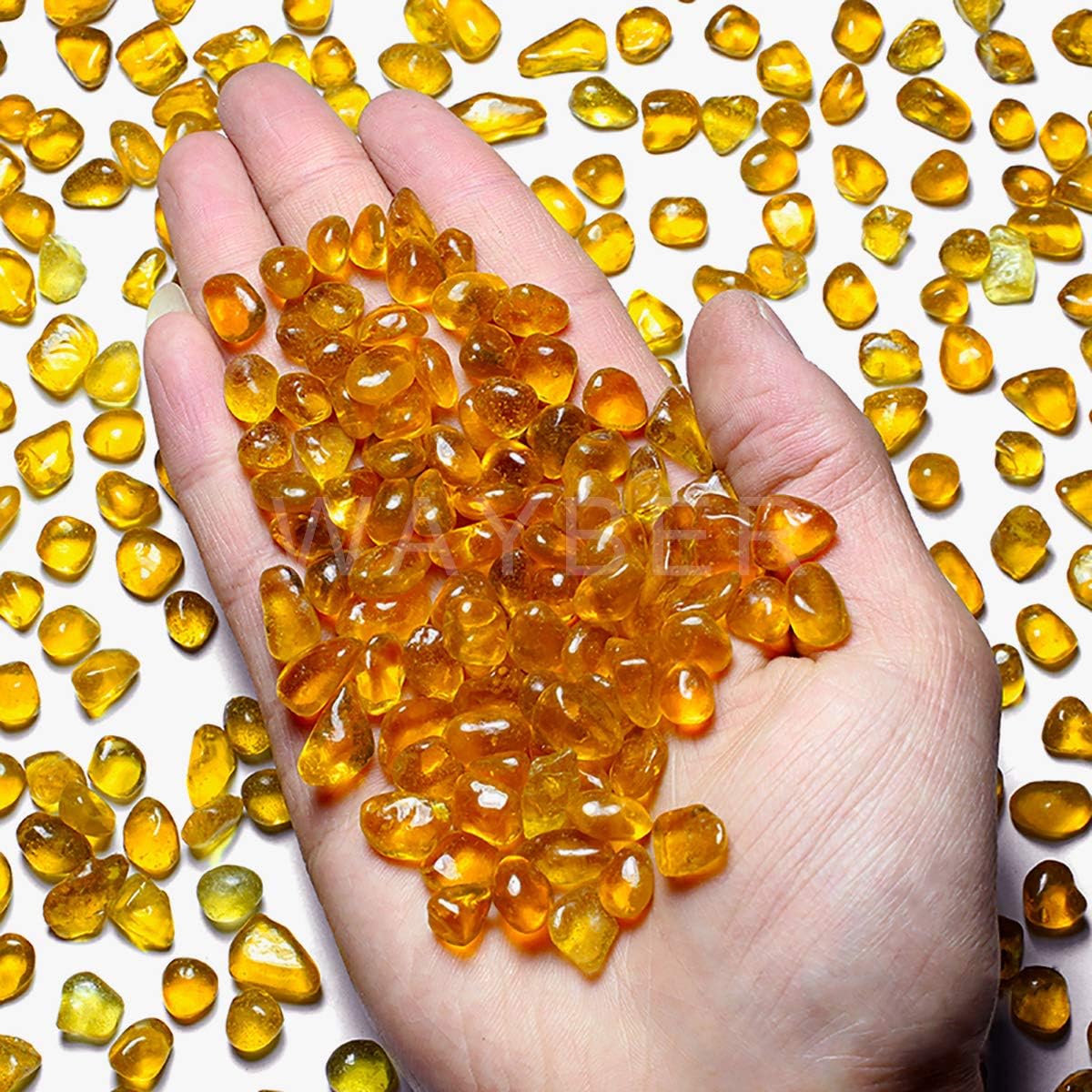WAYBER Glass Stones 1Lb Orange Irregular Sea Glass Pebbles