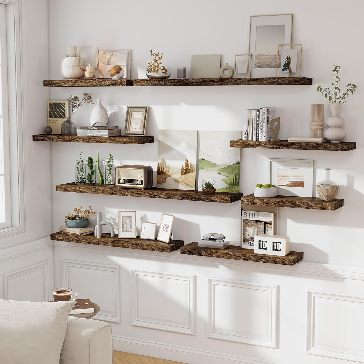 Fun Memories 48 Inch Floating Shelves Set of 2 Rustic Brown