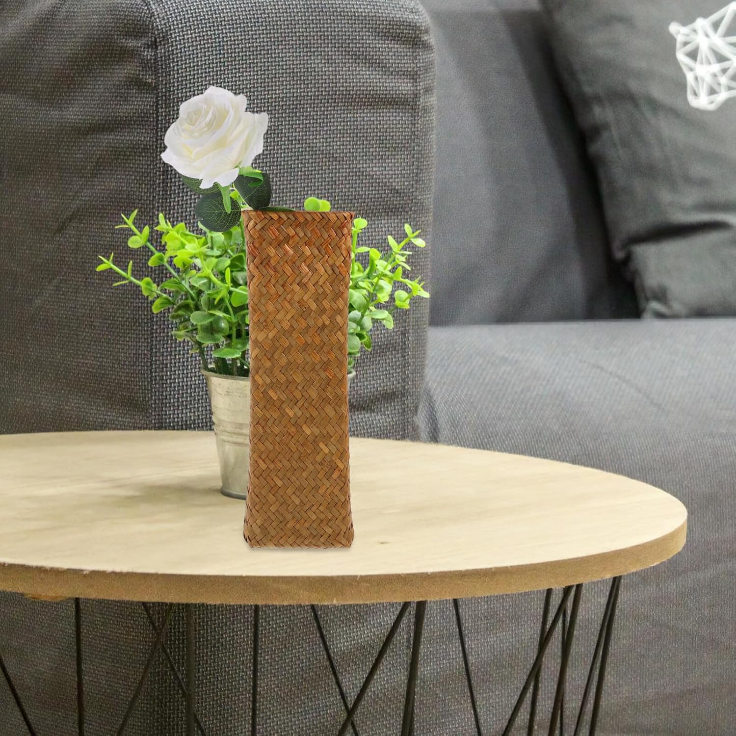Alipis Natural Seaweed Wicker Vase Tall Plant Holder