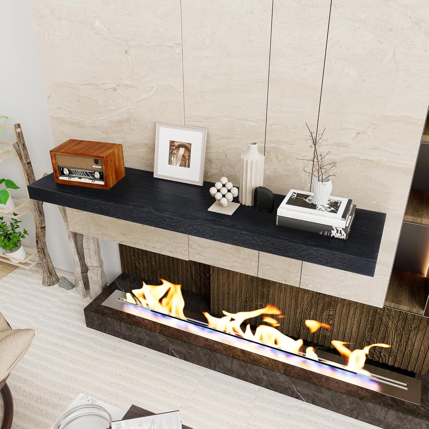 48 Inch Black Floating Shelf for Wall Display