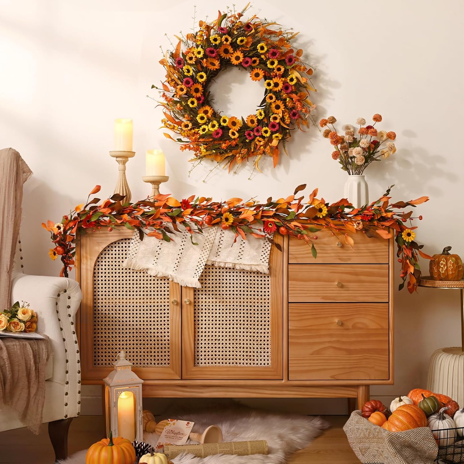 Waipfaru Fall Wreath 22 Inch Door Decor