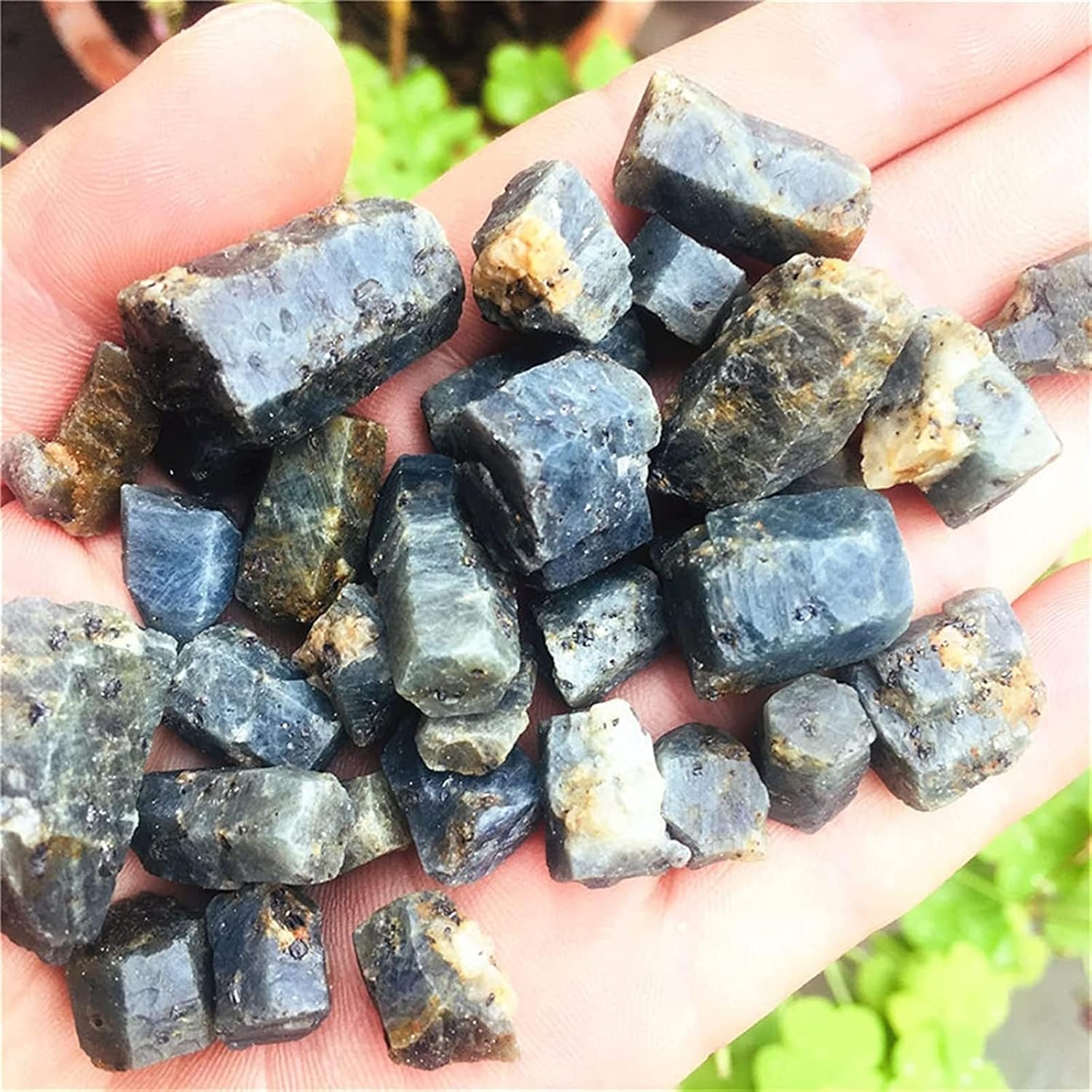 AMAZWI Natural Blue Corundum Crystal Stones 100g Sapphire Raw Decor Stones